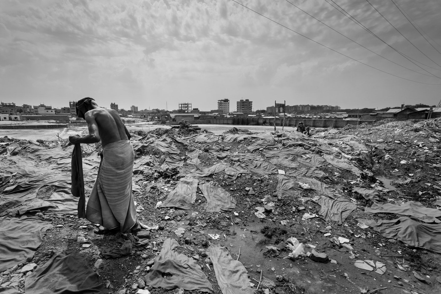 Secondary tanneries using all possible space in the open, Hazaribagh near Dhaka, Bangladesh, May 2015