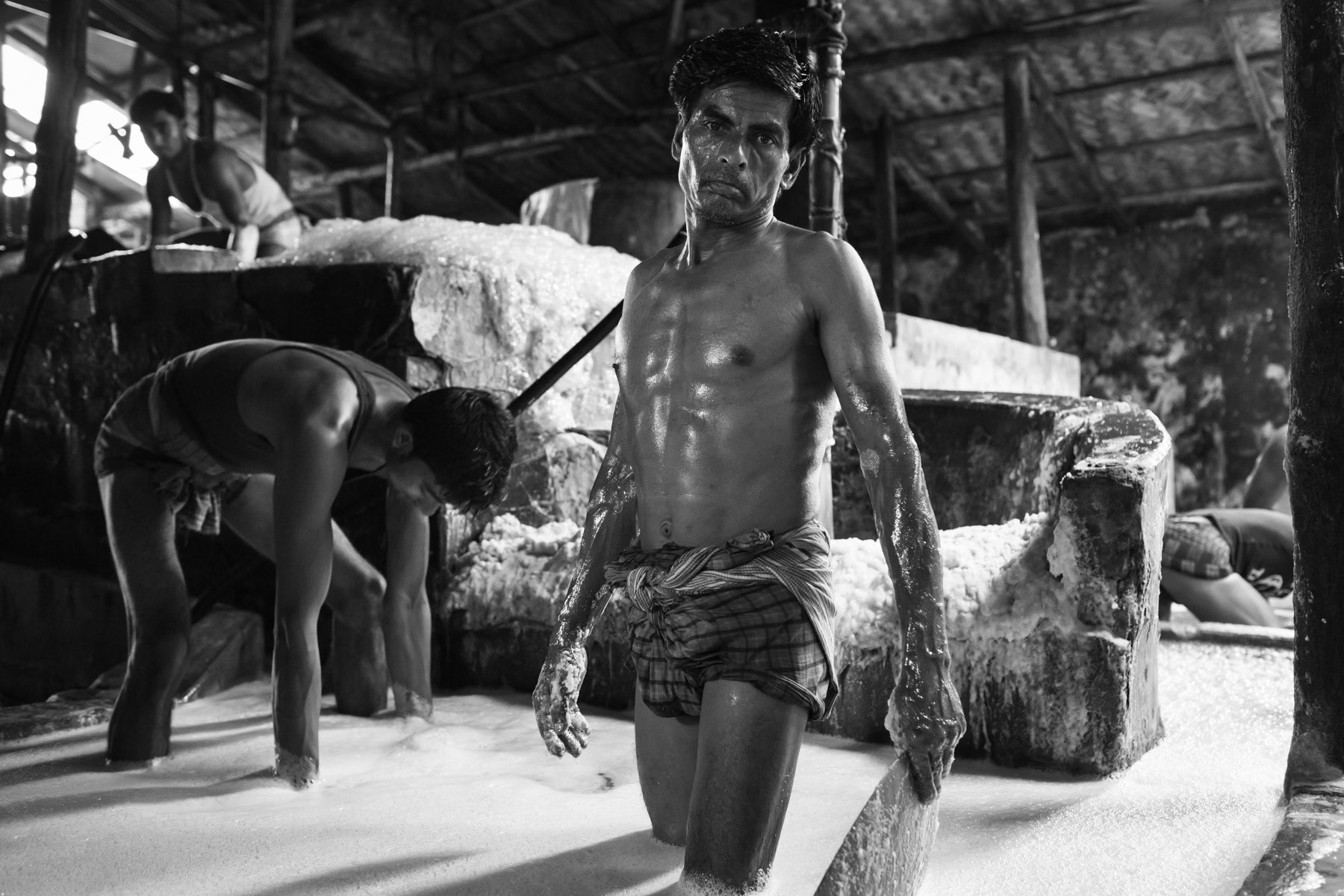 The bulk of processed salt will be used in the tanneries for animal skin conservation, salt processing plant in Chittagong, Bangladesh, June 2015