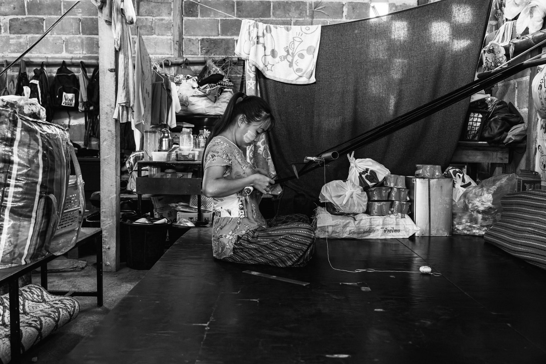 A Karen women weaving traditional clothes, Htee Baw Kaw, Karen State, Myanmar, October 2025