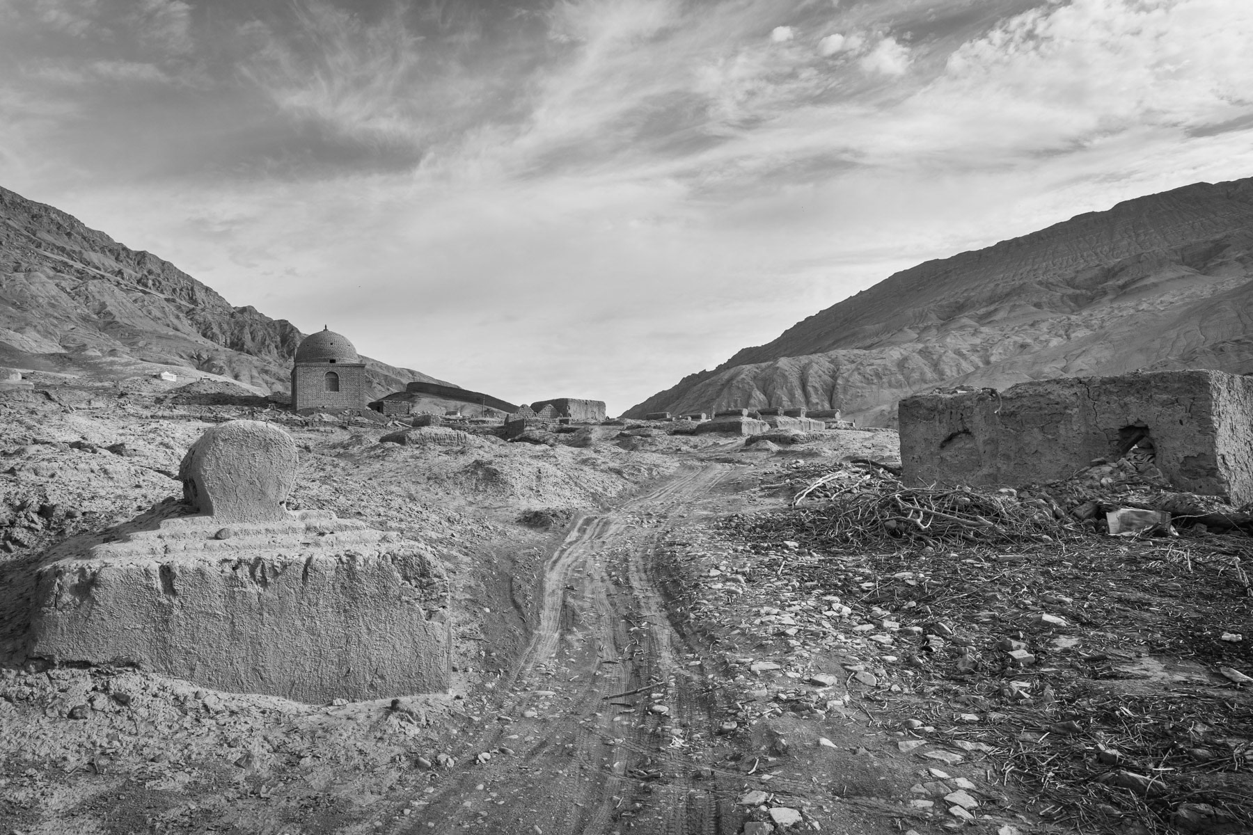 Graveyard in the Uyghur village of Tuyuk. Turpan District, Xinjiang, China, August 2019