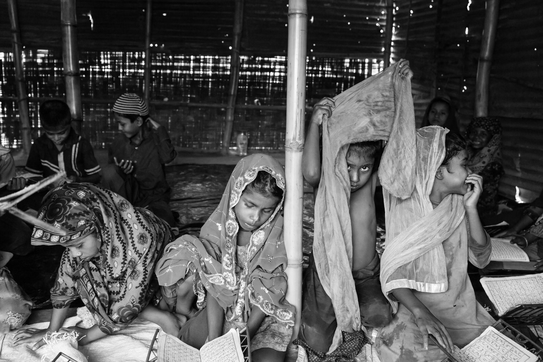 Rohingya refugees at an informal coranic school, Teknaf, Bangladesh, June 2015
