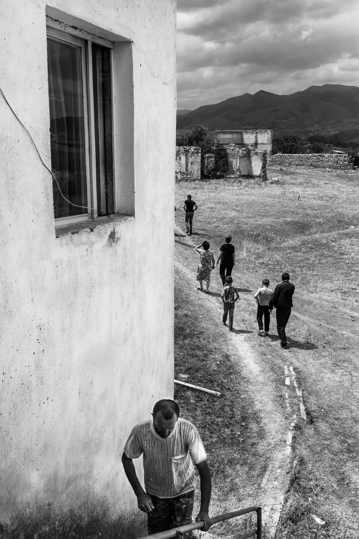 People of Armenakavan after a village reunion about the presence and danger of land mines. Nagorno-Karabakh, July 2014