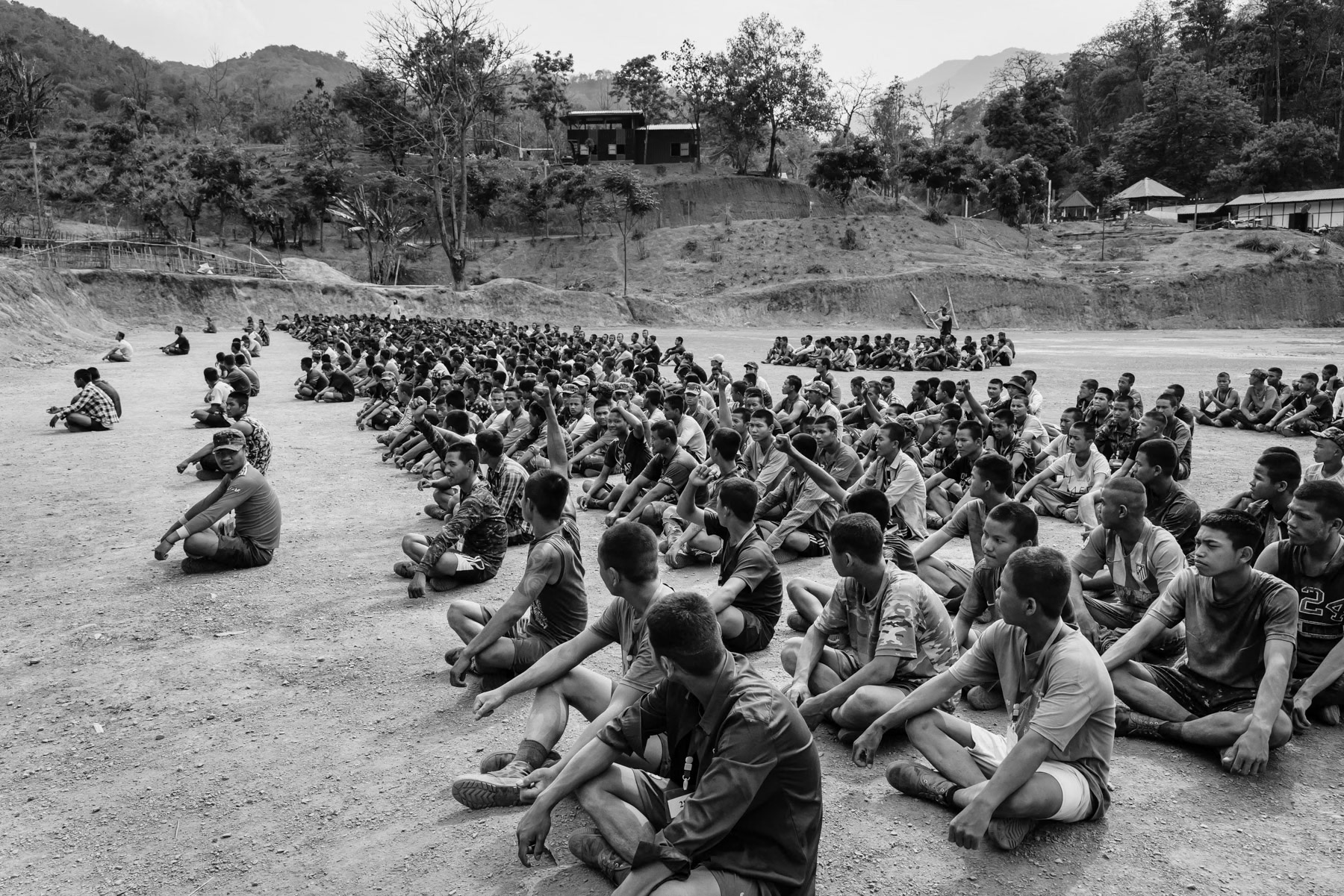 Chin National Army (CNA) new recruits training. CNA HQ in Chin State, Myanmar, April 2024
