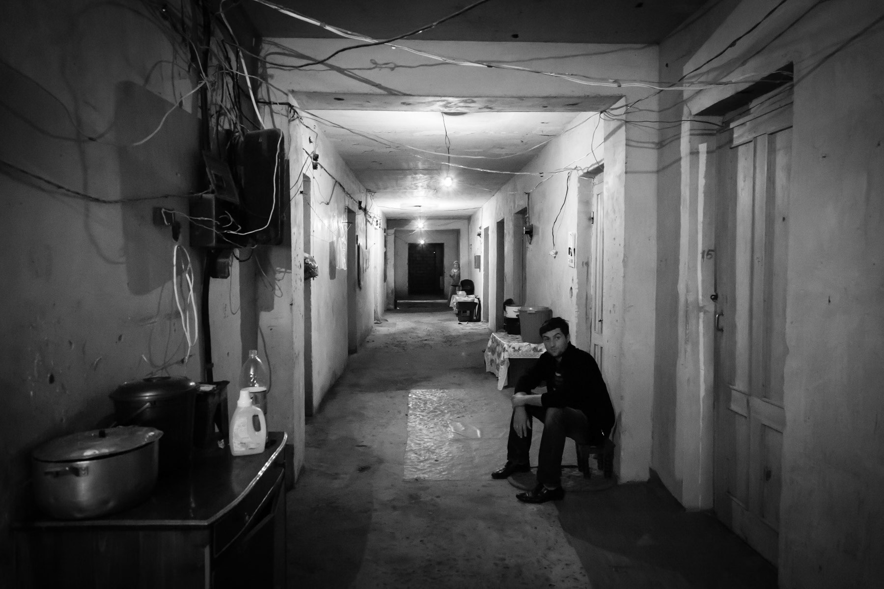 Passing time. Collective centre in office buildings, Zugdidi, Georgia, October 2013