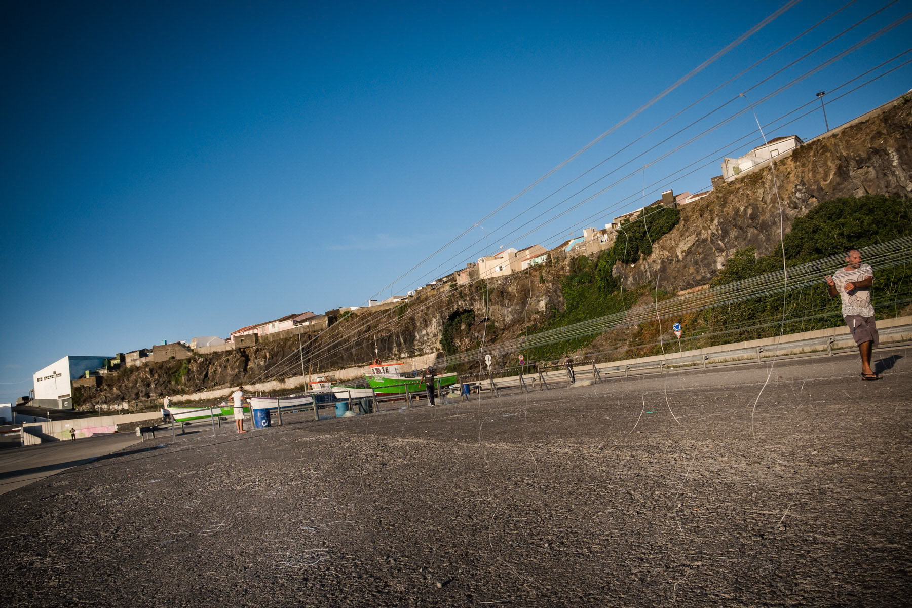 Preparing the long lines for line fishing, a traditional fishing method still widely used by all fishermen in Rabo de Peixe, Azores, September 2018