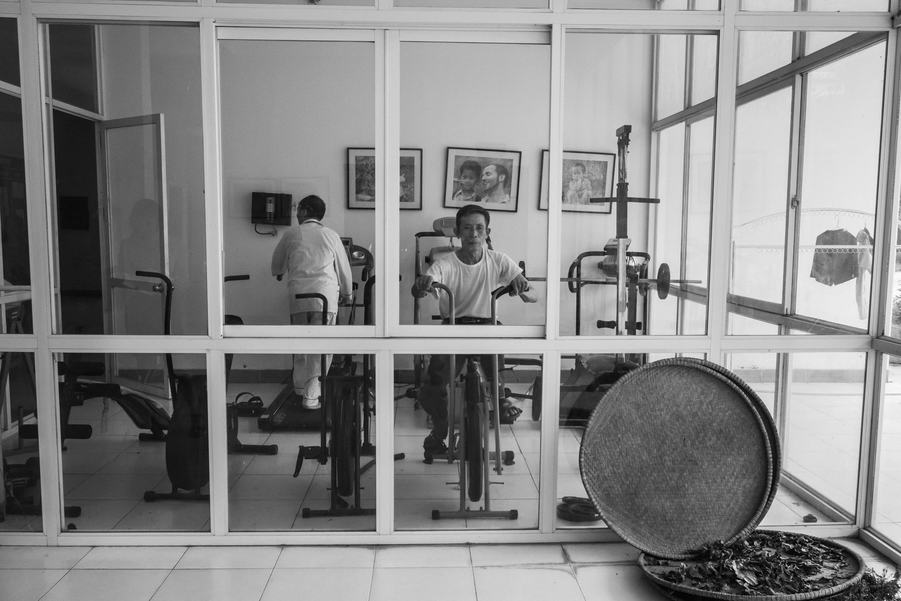 Vietnamese veterans doing exercises after having received treatment for the effects of exposure to the chemical agent orange during the Vietnam war. The main problems they face are respiratory, skin, eye and kidney failure. Agent Orange is a chemical defoilant rich in dioxin that was massively used by the American Army in clearance operations during the Vietnam War. Although its use was stopped in 1971, almost 50 years later desendants of affected victims are still born with mental and/or physical problems due to the toxicity of the dioxin passed on through generations. Hanoi, Vietnam, November 2018