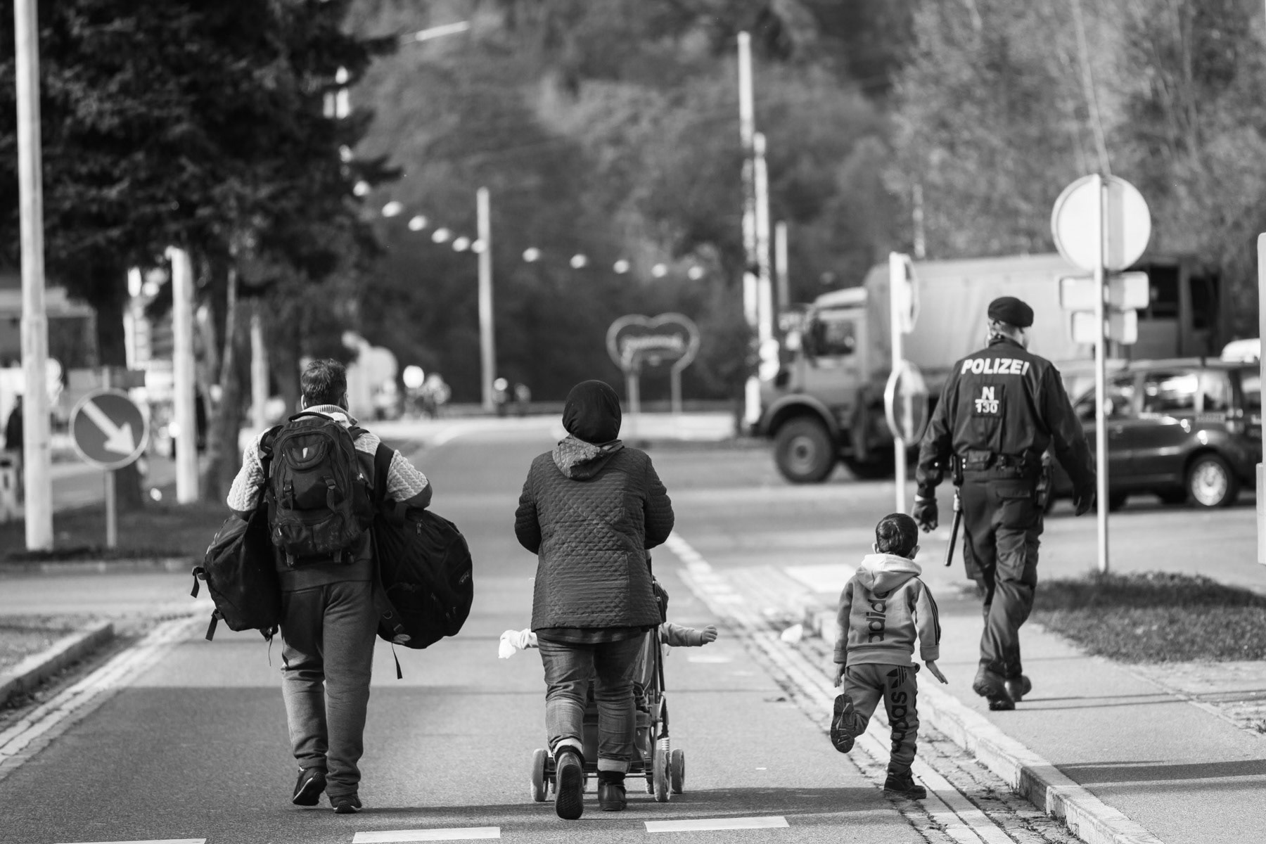 Entering Austria, refugees heading to Northern Europe along the Western Balkan route, Spielfeld, October 2015