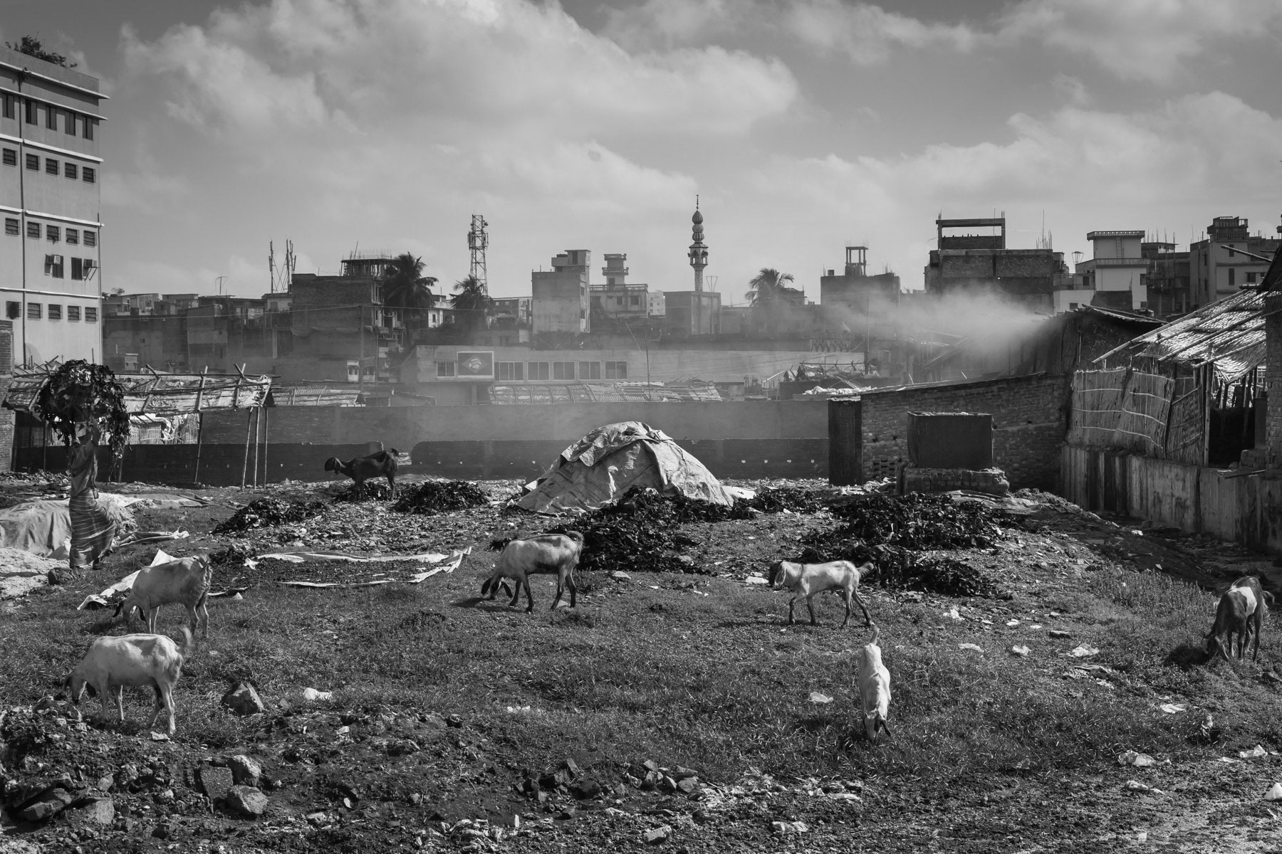 Recovering scraps of leather to boil them and produce various consumer goods such as glue. Hazaribagh, tannery neighbourhood of Dhaka, Bangladesh, October 2014