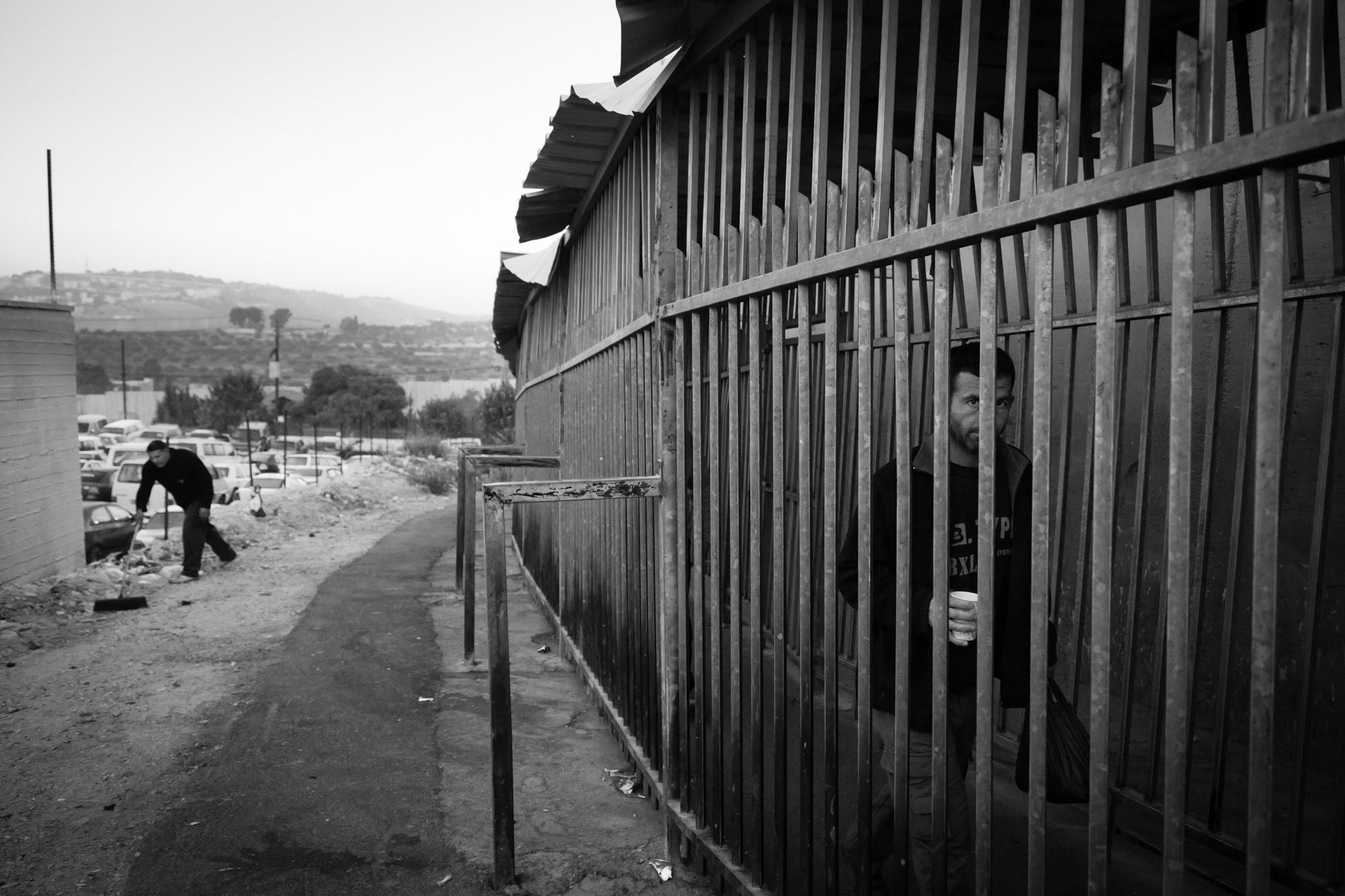Palestinian worker heading to the check-point before crossing to jerusalem. Although Jerusalem is only a few kilometres away, people start to cross as early as four in the morning to make it on time to work. Check-point 300 in Bethlehem, Palestine, November 2013