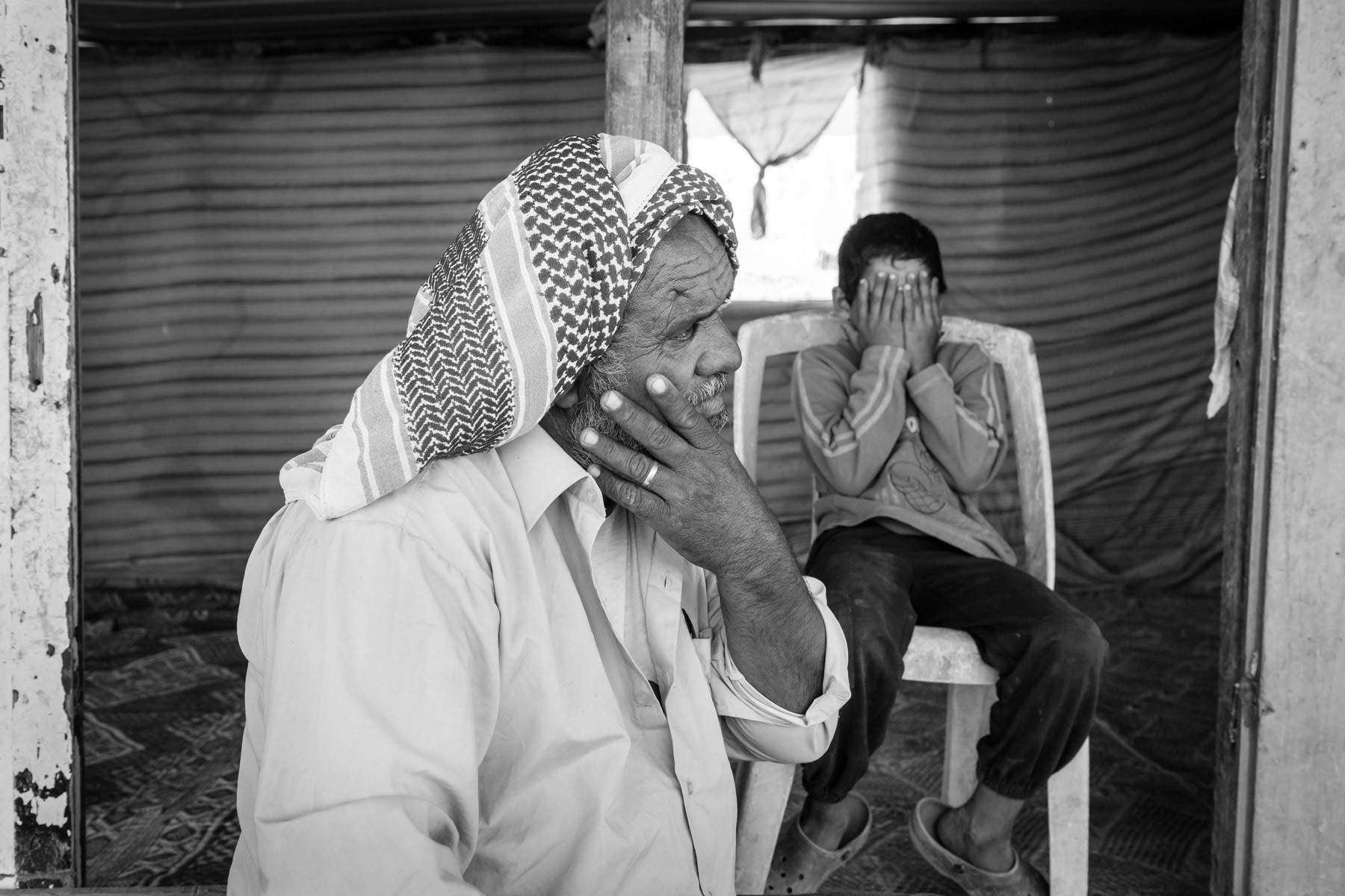Chief of Khan Al Ahmar Bedouin community, Palestine, May 2014