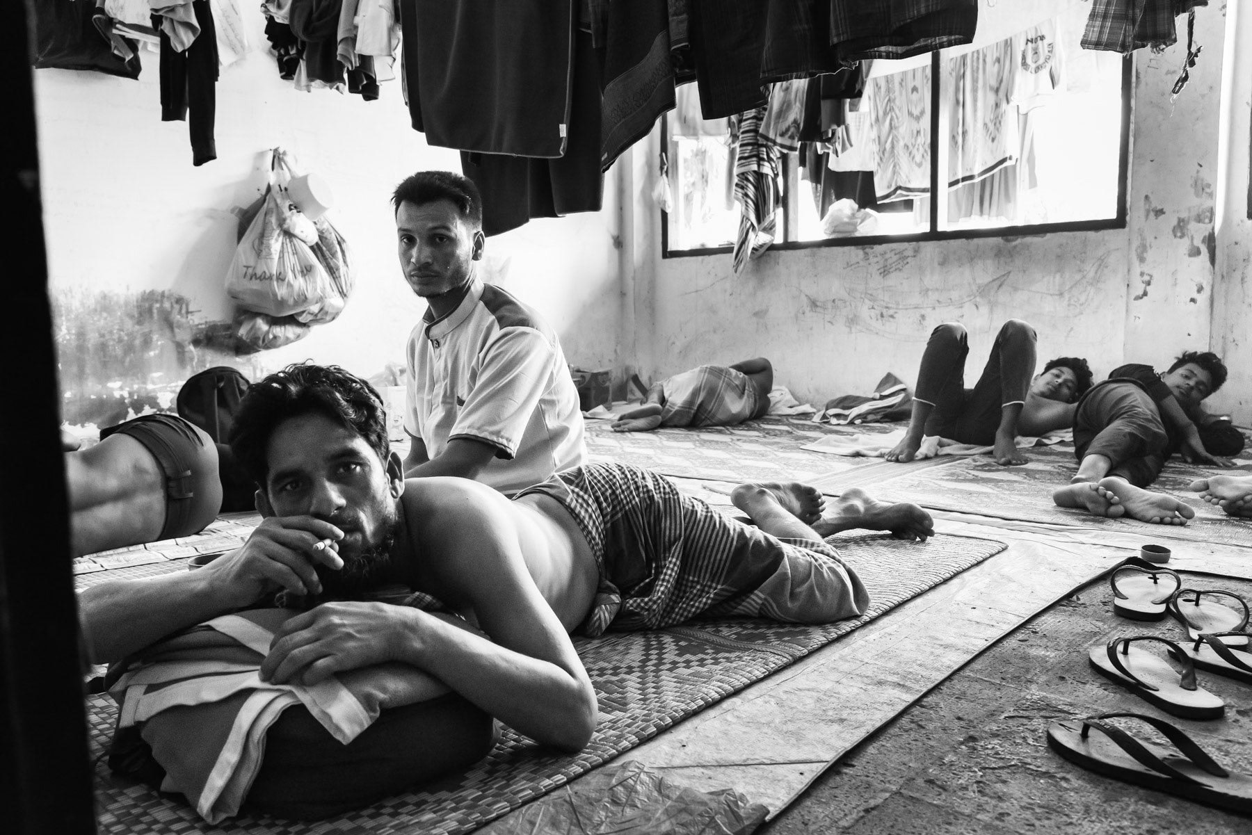 Rohingya refugges from Myanmar that arrived by boat on the shores of Aceh in Sumatra after a deadly journey of more than 30 days at sea. Immigration centre for Rohingya boat people in Lhokseumawe, Indonesia, February 2024