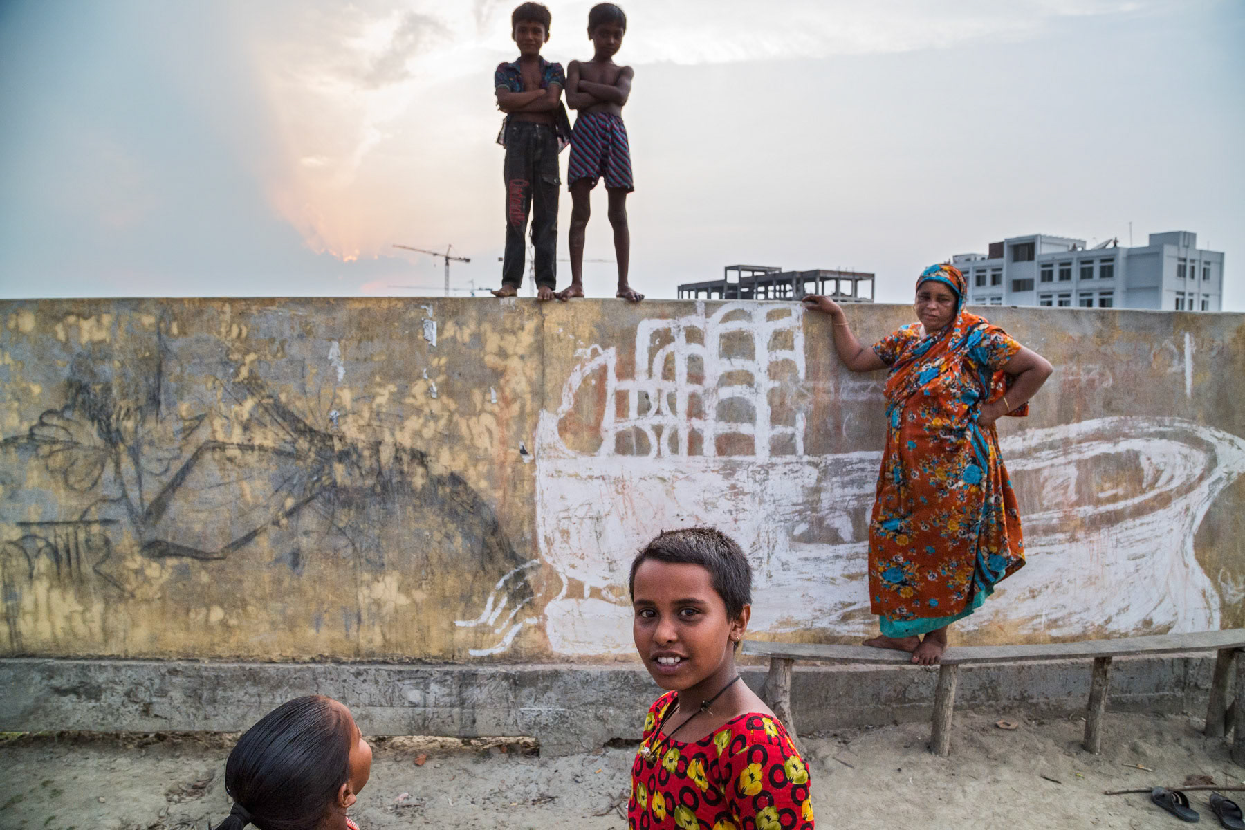 Fenced off construction site in the village of Joymuni in Khulna region in southern Bangladesh, April 2014