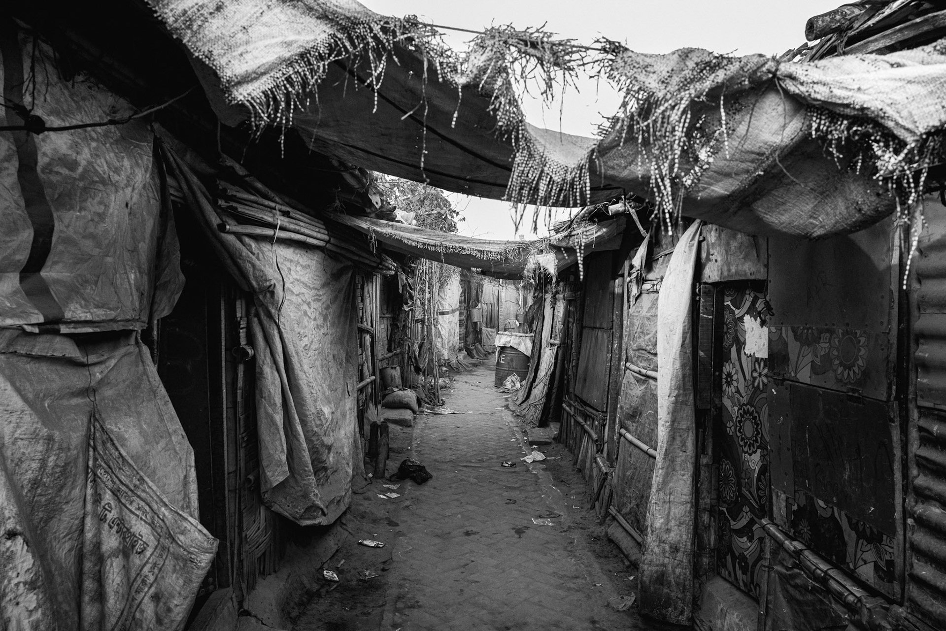 The temporary nature of these materials means the camps are in a constant state of decay and reconstruction, fueled by a lack of long-term policy solutions. Balukhali camp, Bangladesh, January 2026