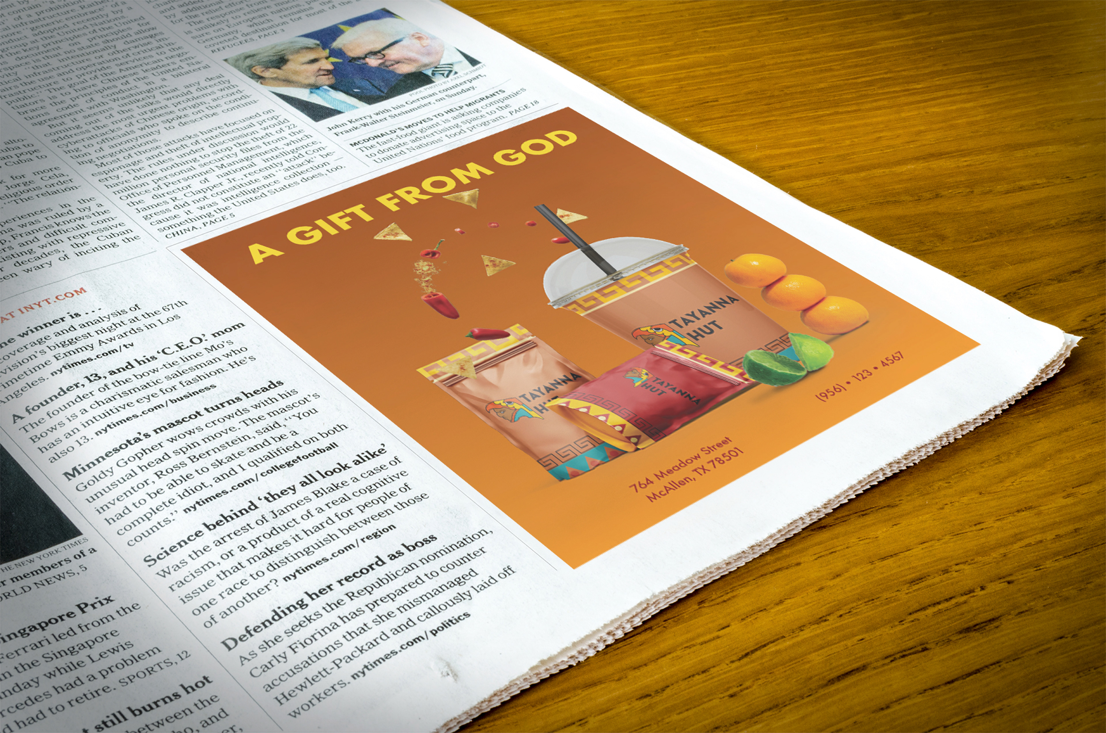 Tayanna Hut Newspaper Ad Mockup