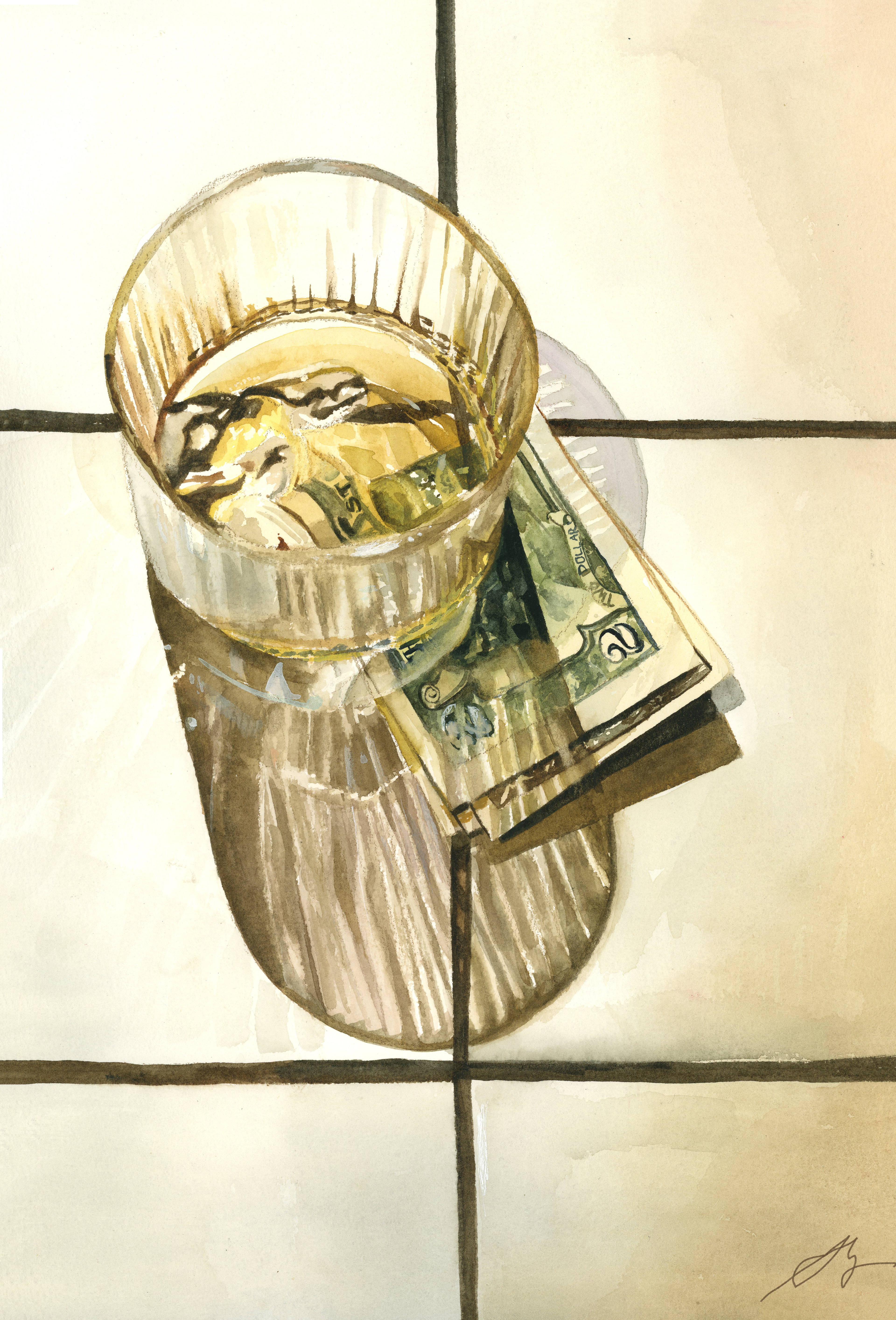 '$2 and a Drink' Watercolor