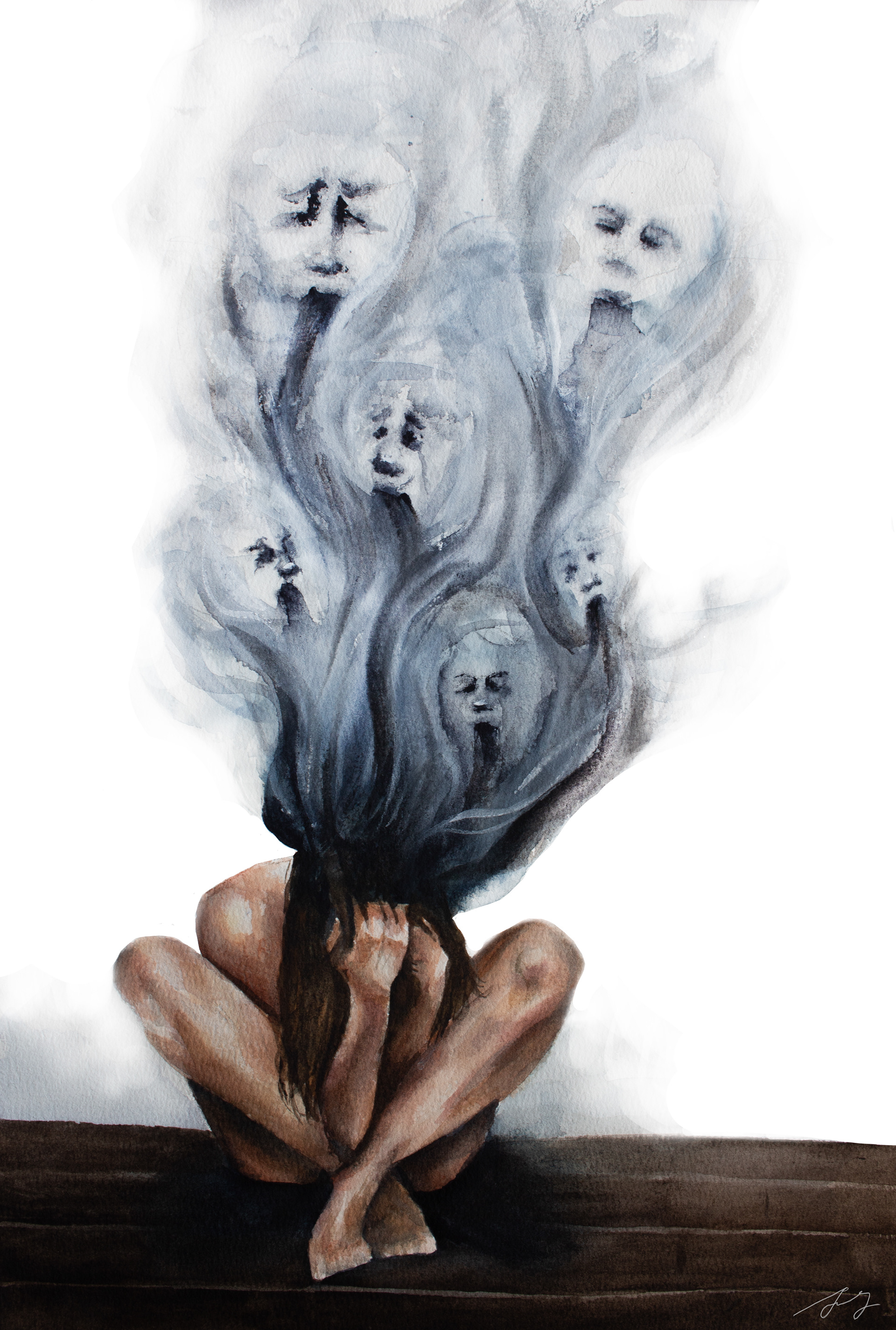 'Thinking Too Much' Watercolor