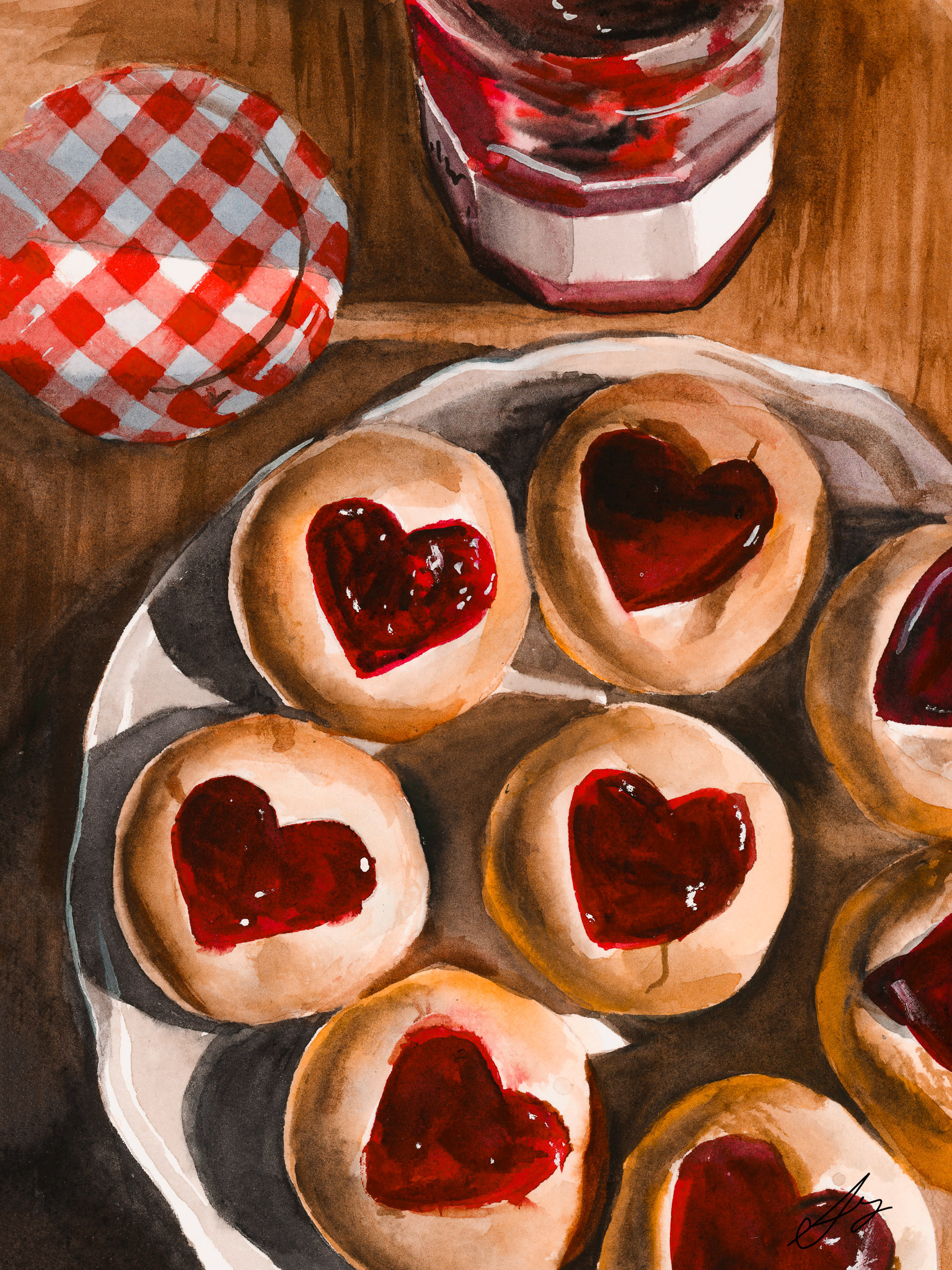 'Thumbprint Cookies' Watercolor