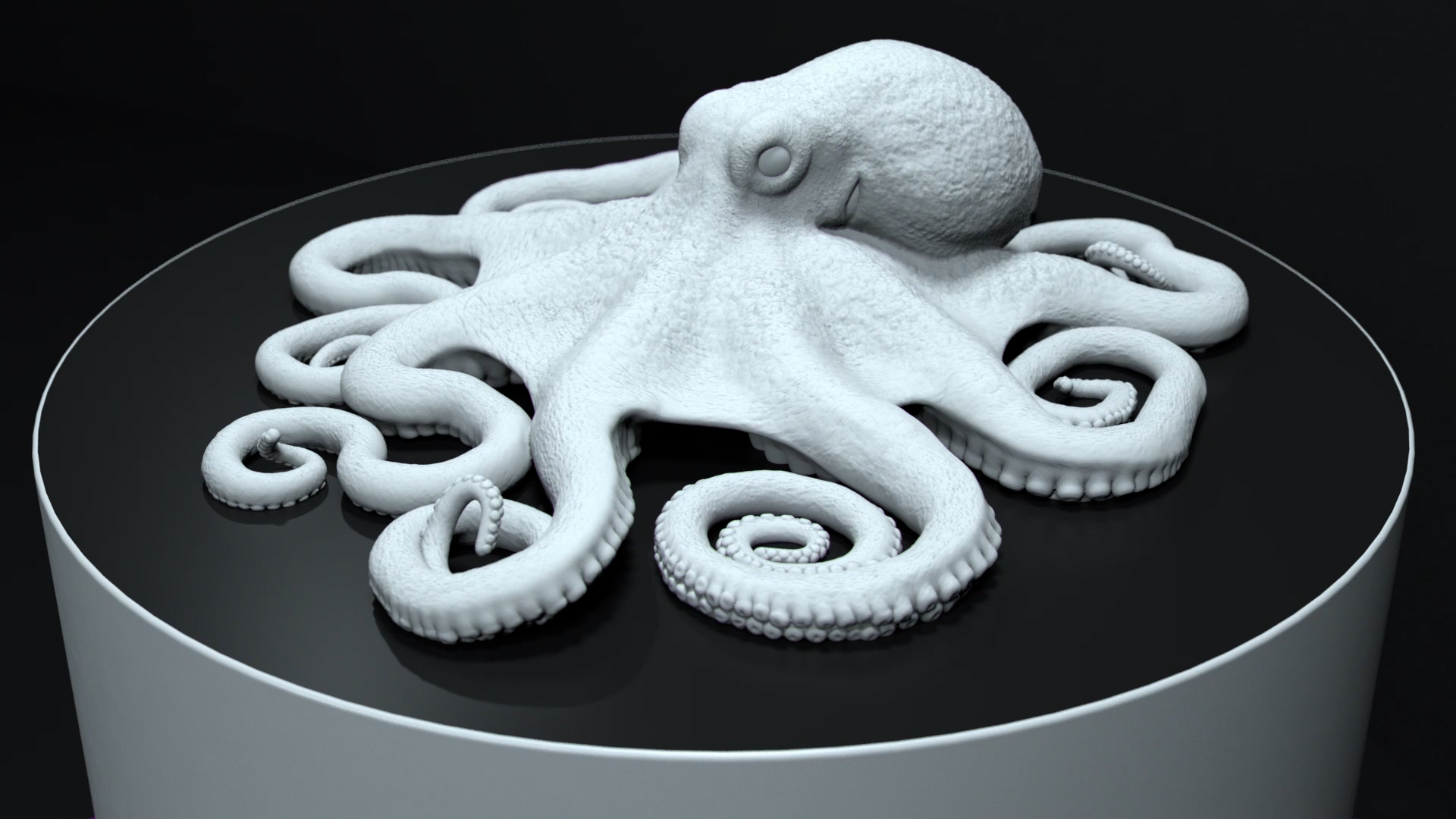 Octopus - (Posing basemodel, sculpting detailed surfaces for 3D Print production in lifesize)