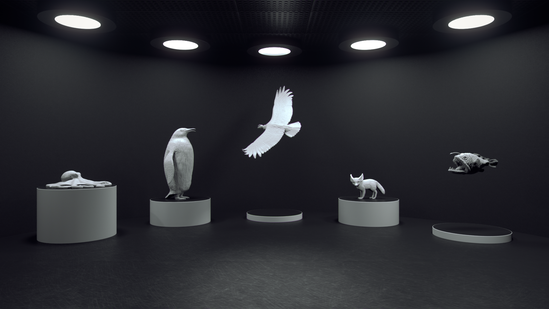 Animal Overview - (Posing basemodels, sculpting detailed surfaces like fur, feathers etc. for 3D Print production in lifesize)