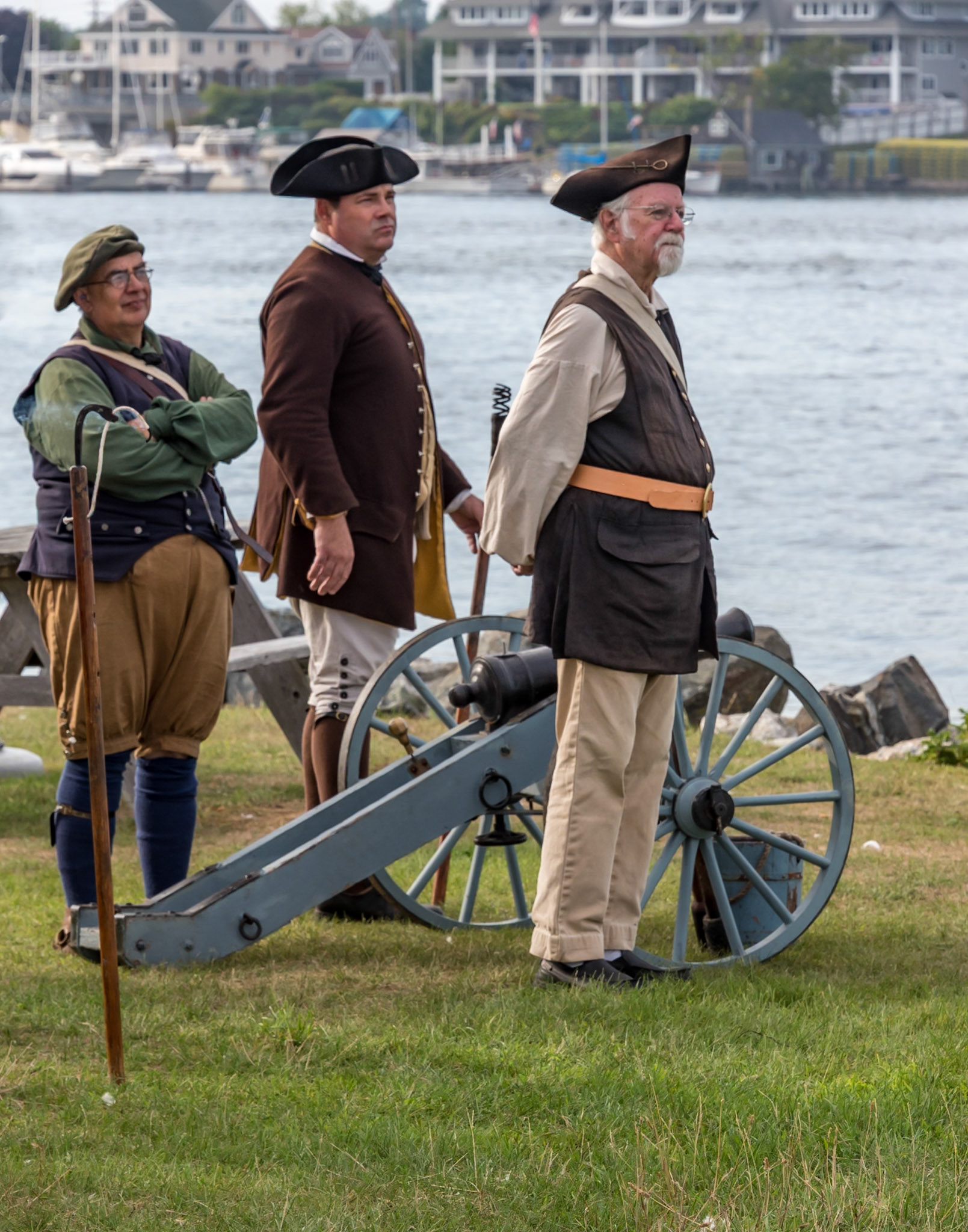Waiting to salute arriving tall ship