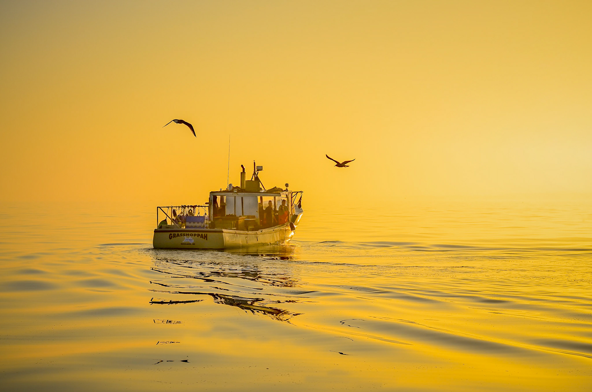 Even BRIGHTER Version.  The "Grasshoppah" lobster boat out of Rockland, ME.