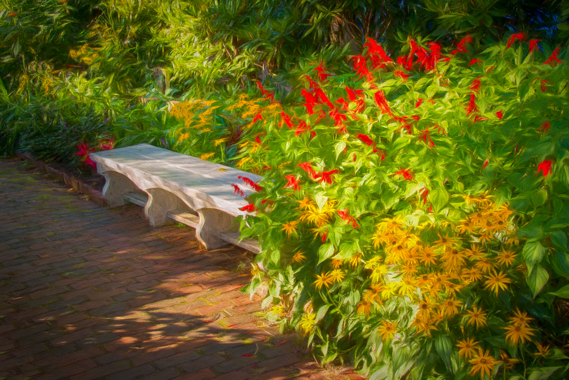 Bench in the Formal Garden of Prescott Park