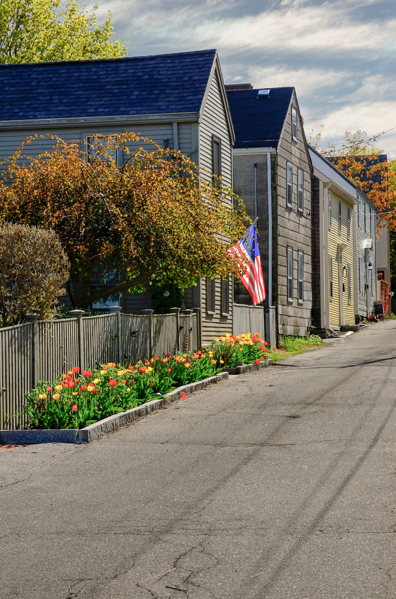 A view up Hunking Street in the South End of Portsmouth NH.