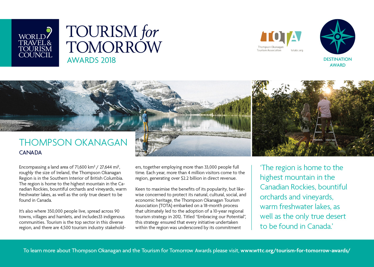 Postcard: Thompson Okanagan - destination award