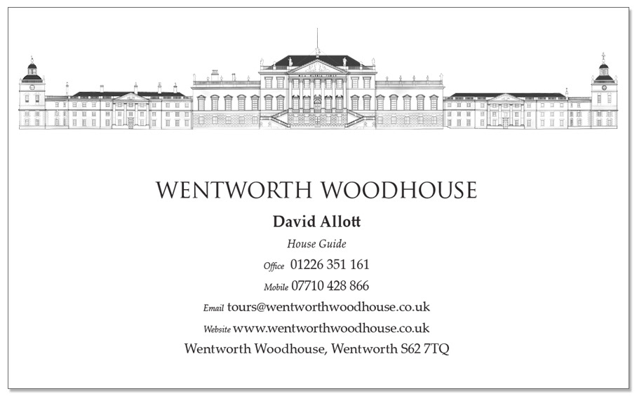 Bsuiness card for one of the house guides