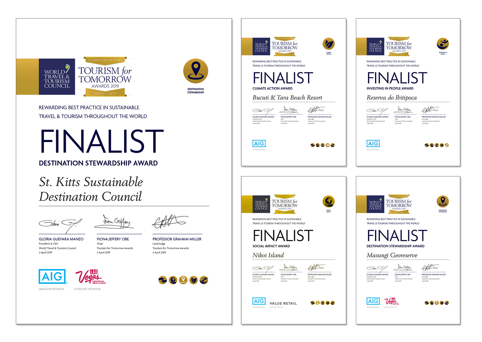 Finalists certificates