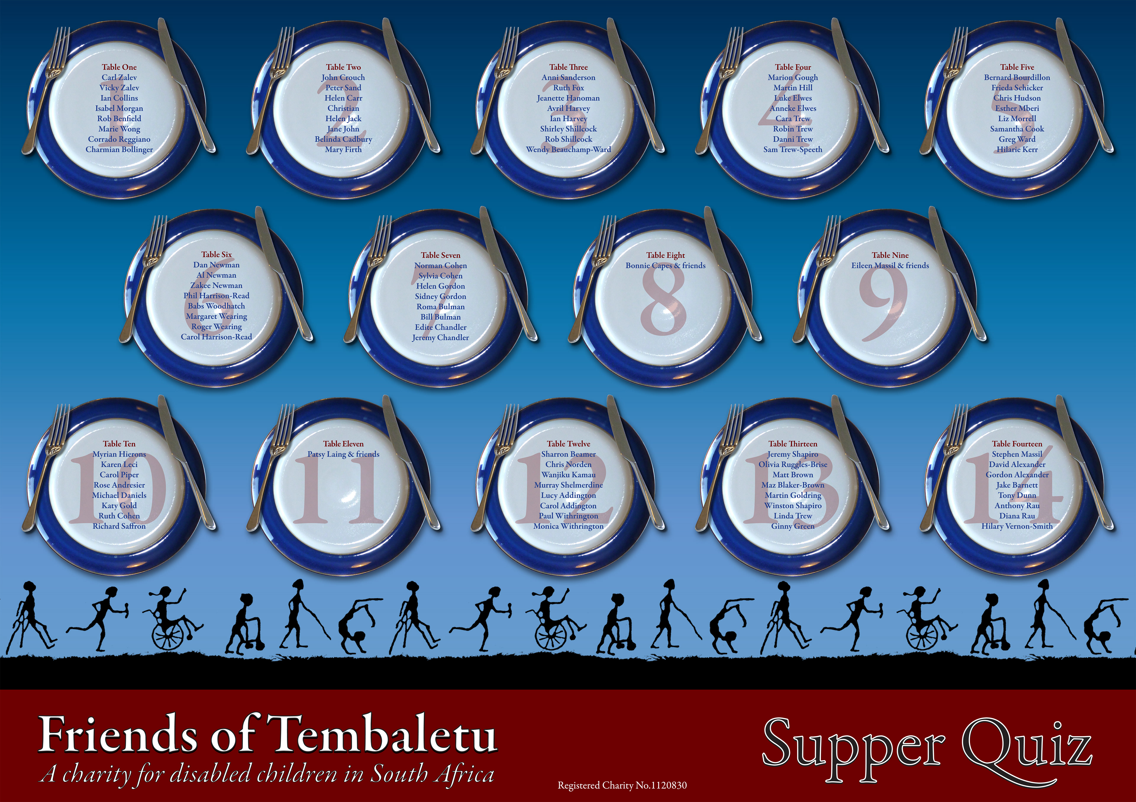 Supper Quiz seating plan