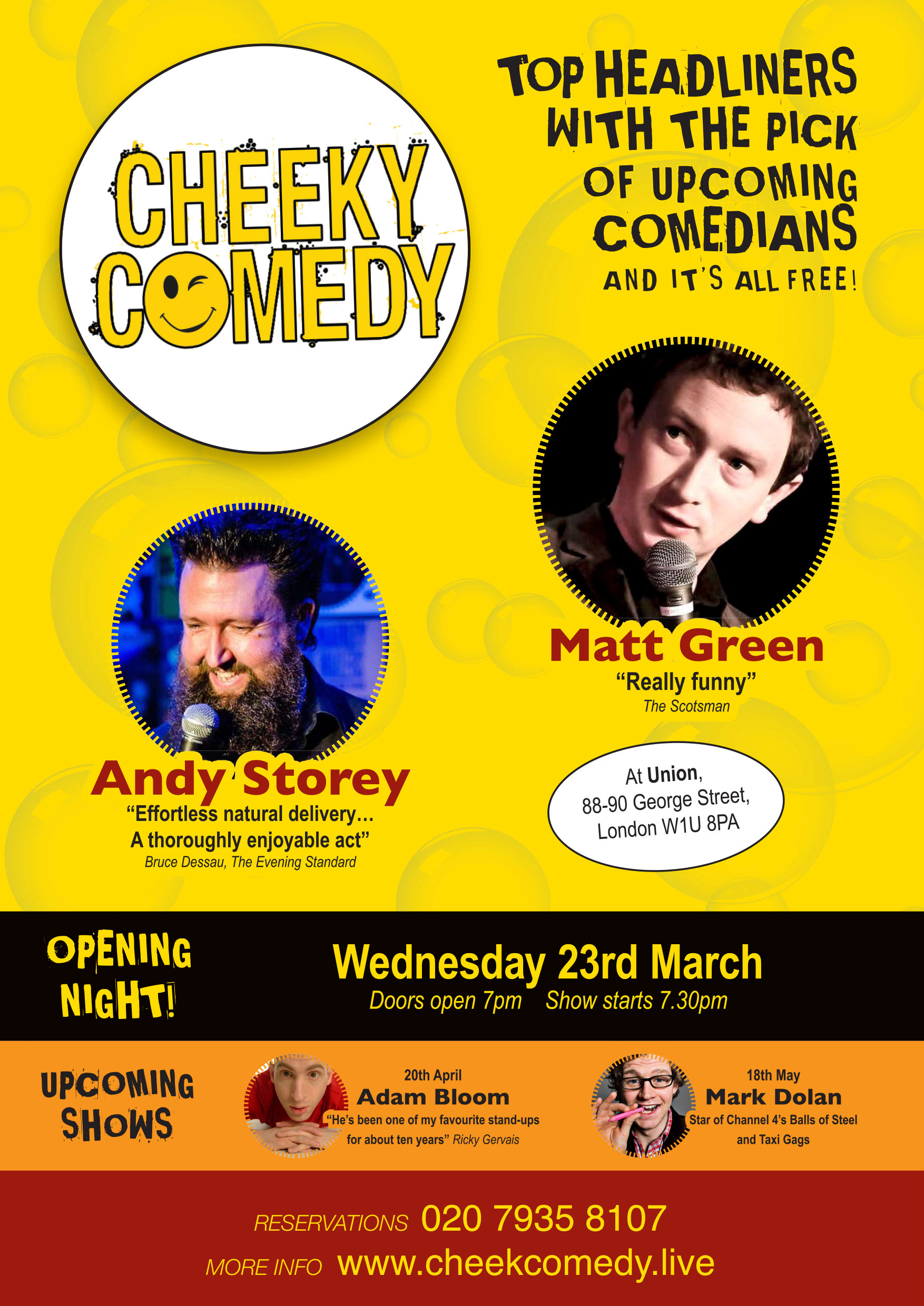 Cheeky Comedy comedy night gig poster