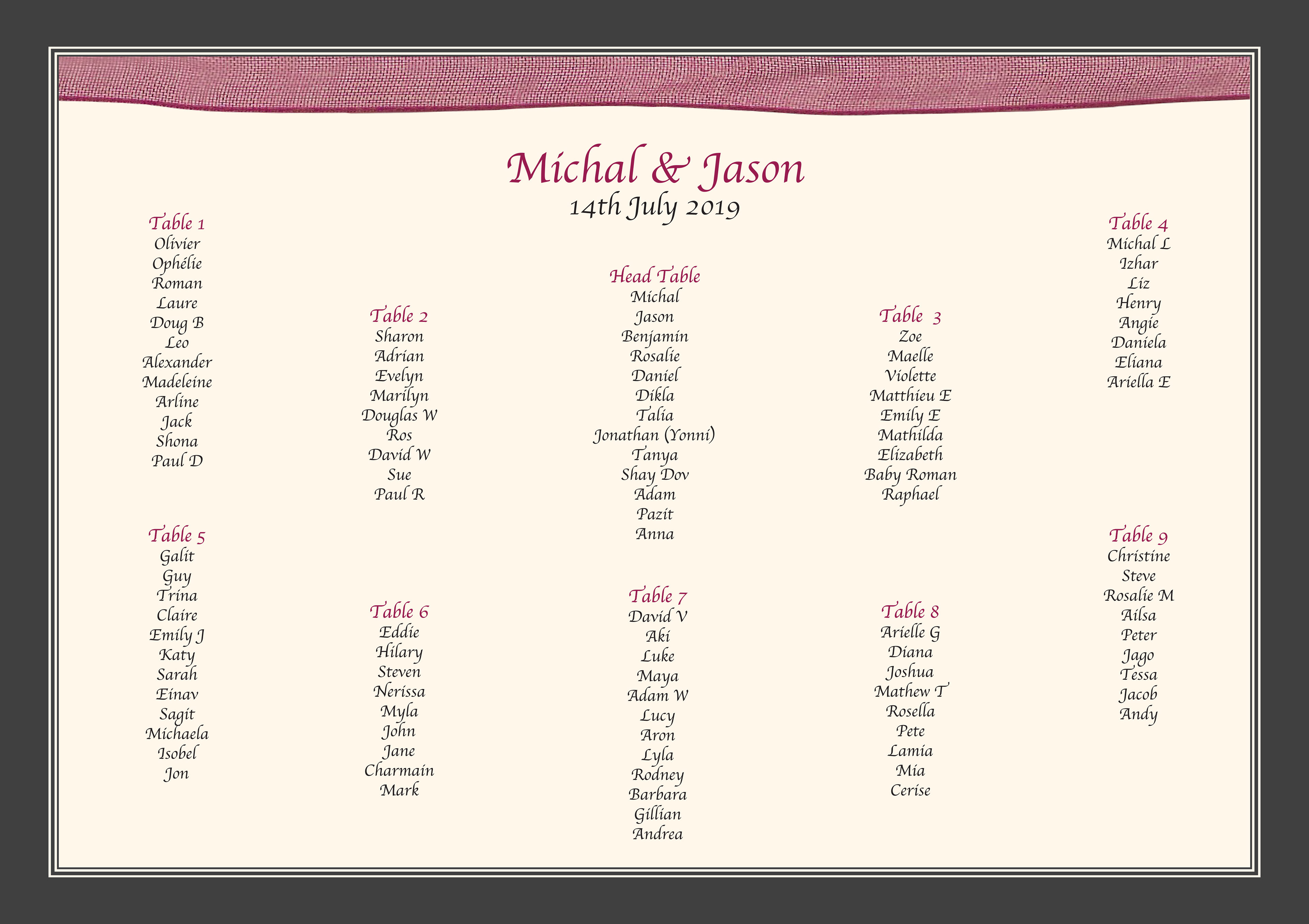 Seating plan