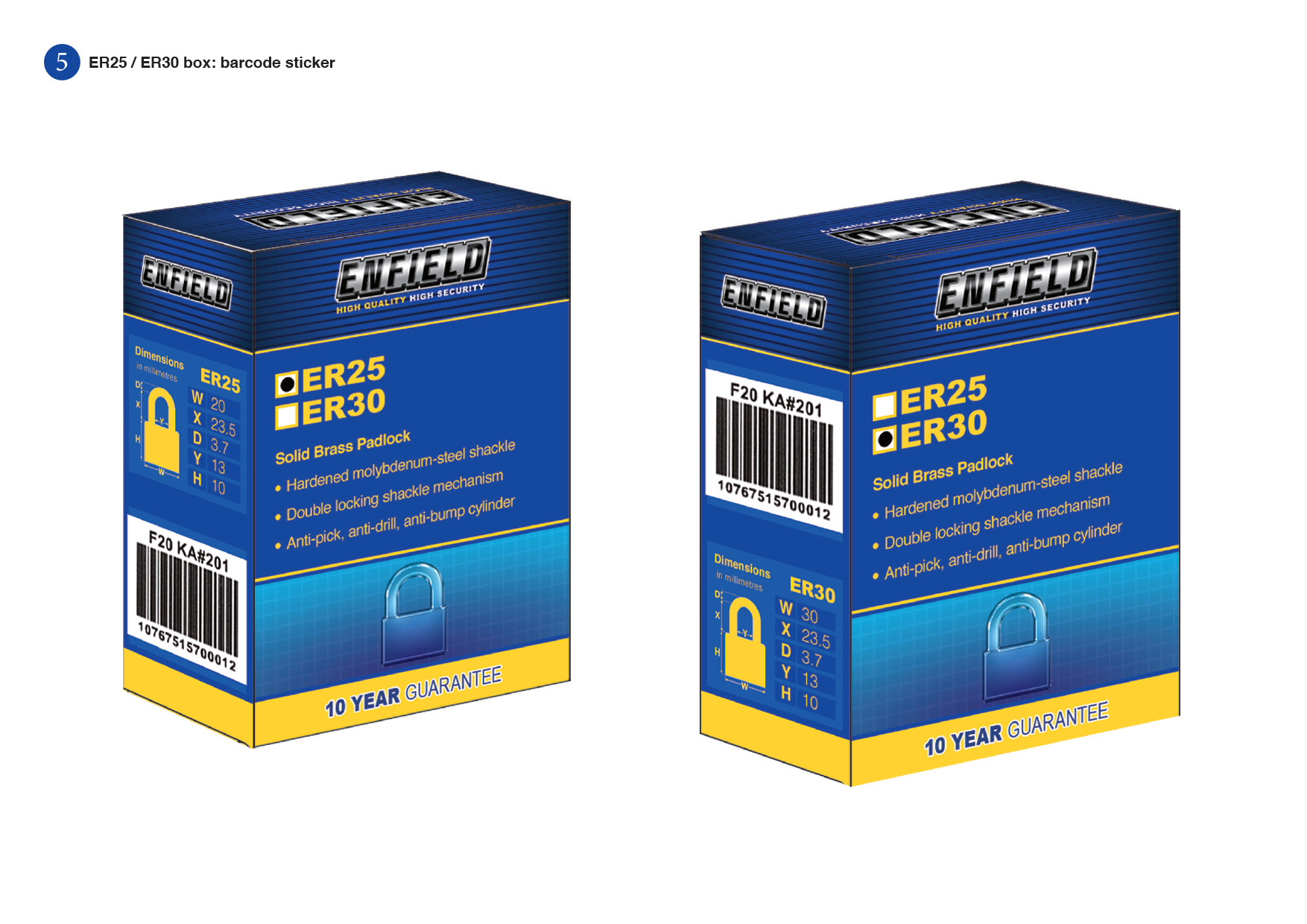 Boxed products, front and reverse