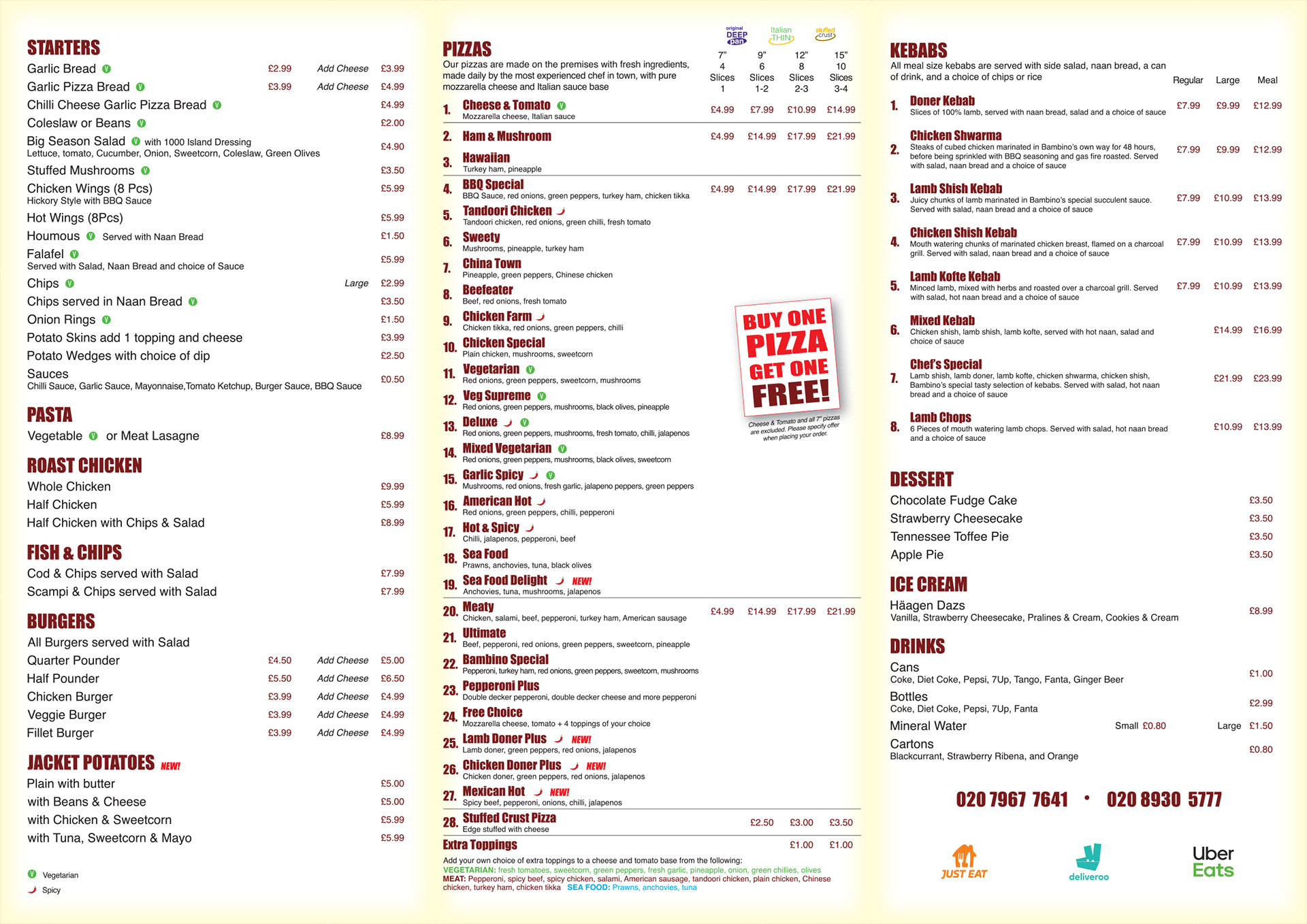 Bambino menu - inner