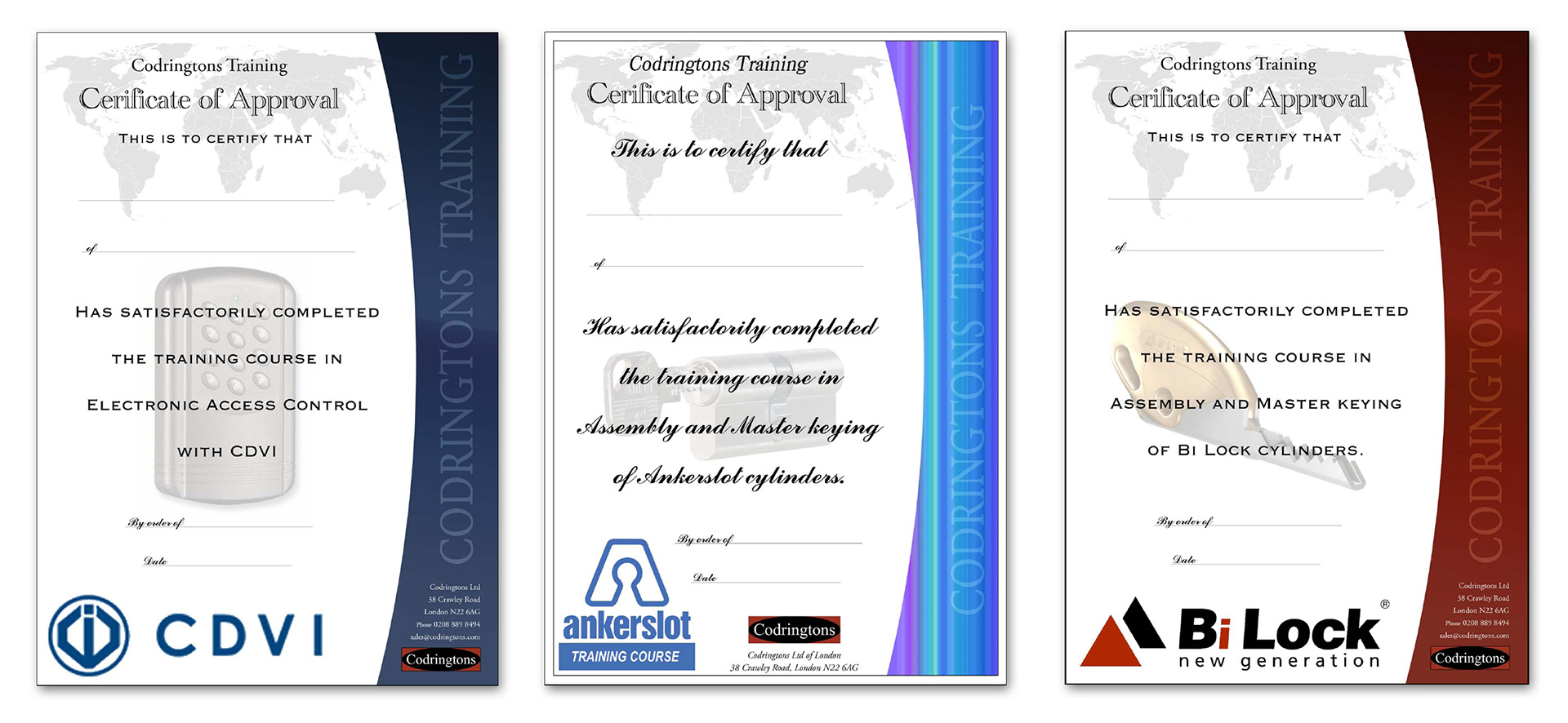 Training certificates for Codringtons