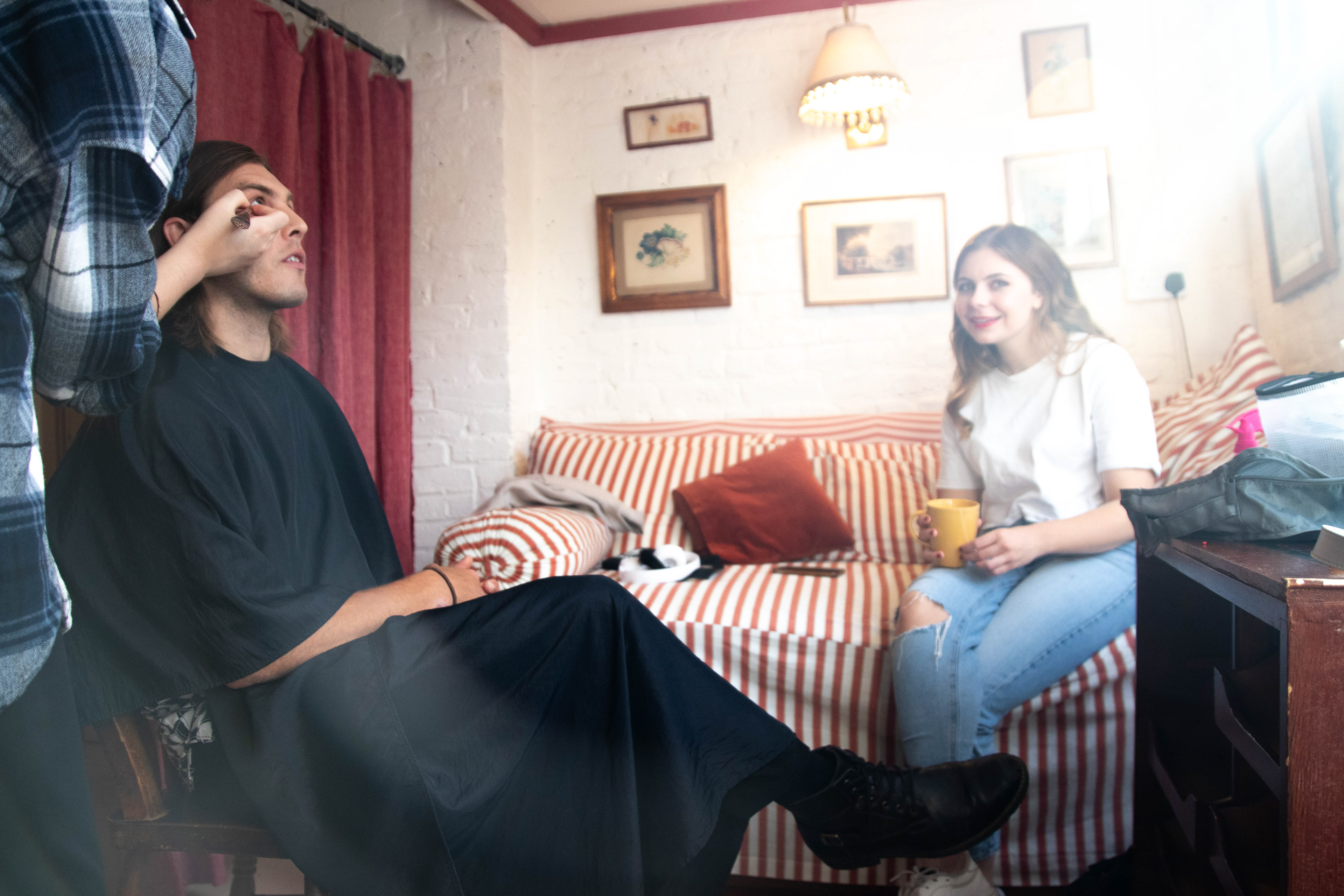 Cal with MUA Anna, and actor Emma Hutchings