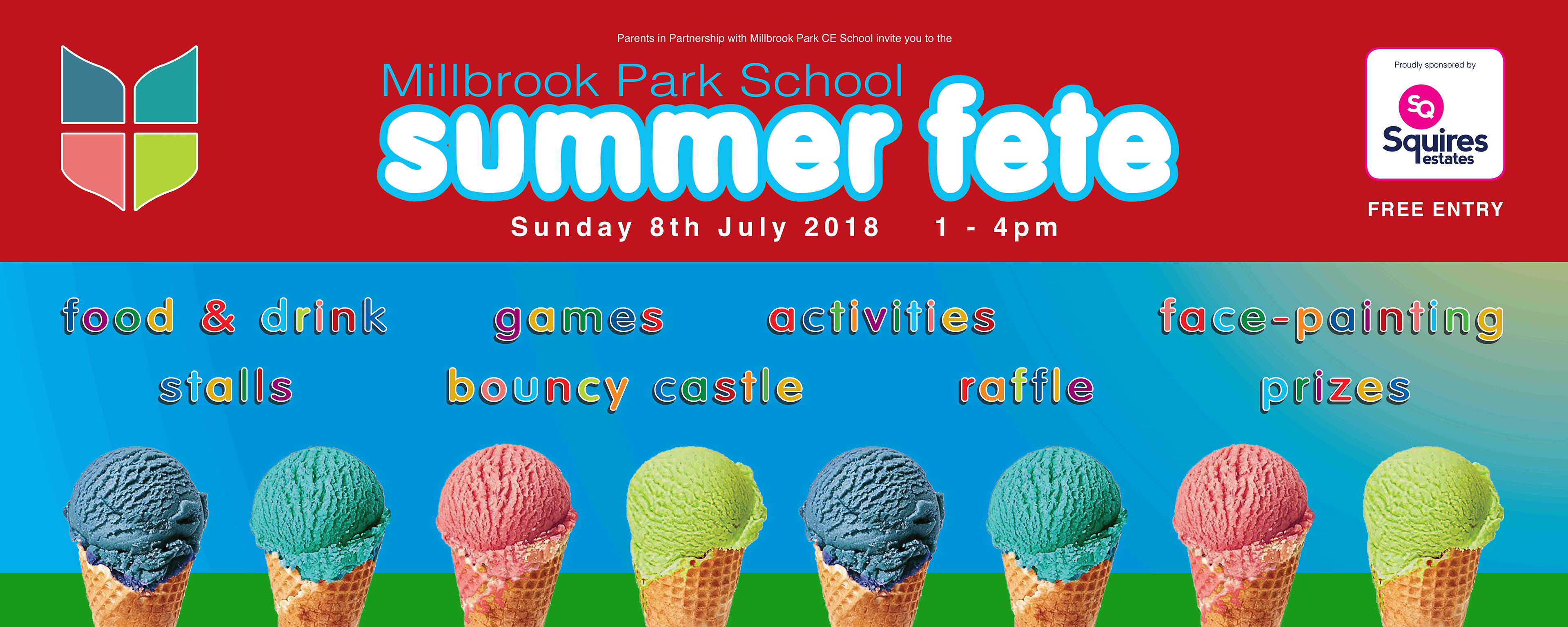 Millbrook Park School summer fete banner