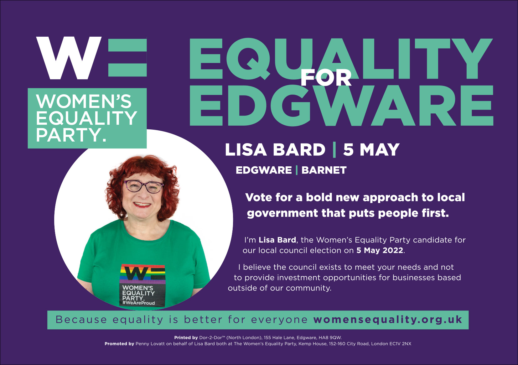 Lisa Bard for WEP: postcard front