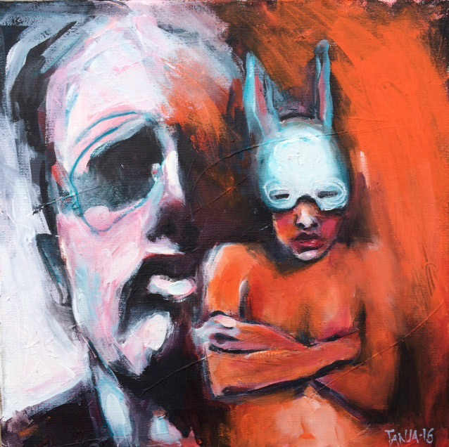 ”Frigörelse", akryl på duk, 36x36 cm 