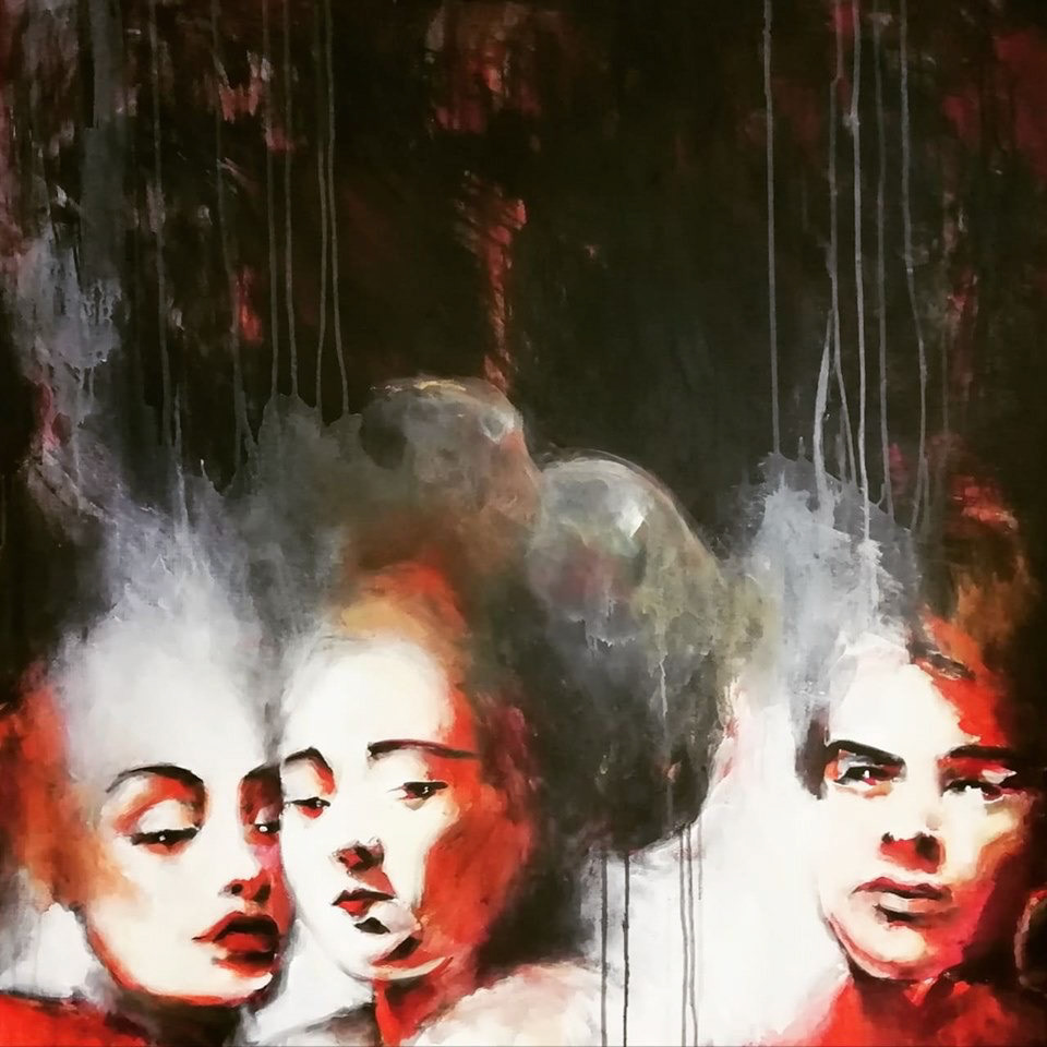 Beställningsarbete,
detalj, akryl på duk. 
Detalj : 120 x 130 cm