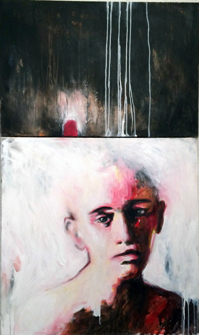 ”Dimman lättar”, akryl på duk, 160 x 90 cm