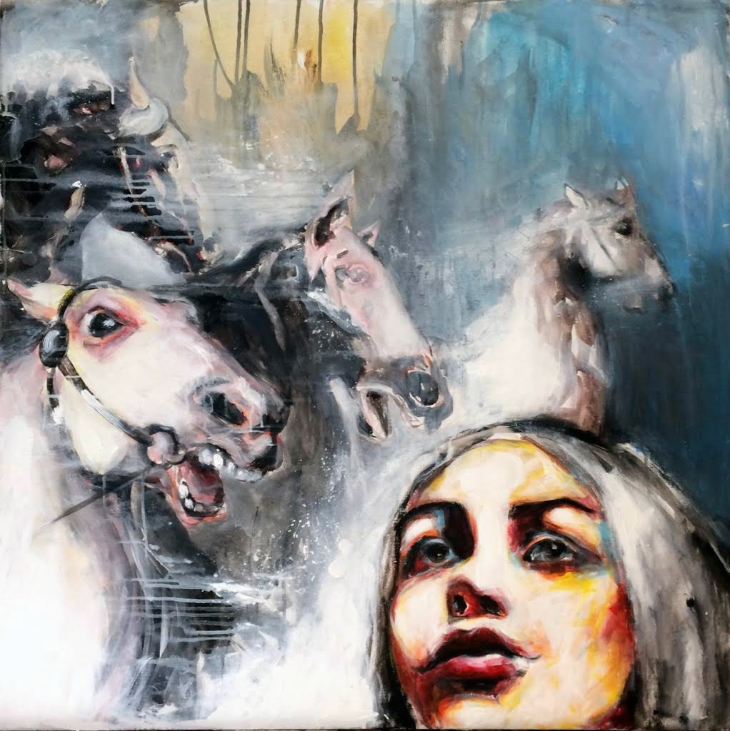 "Jag står still när världen skenar", akryl på duk, 90x90 cm