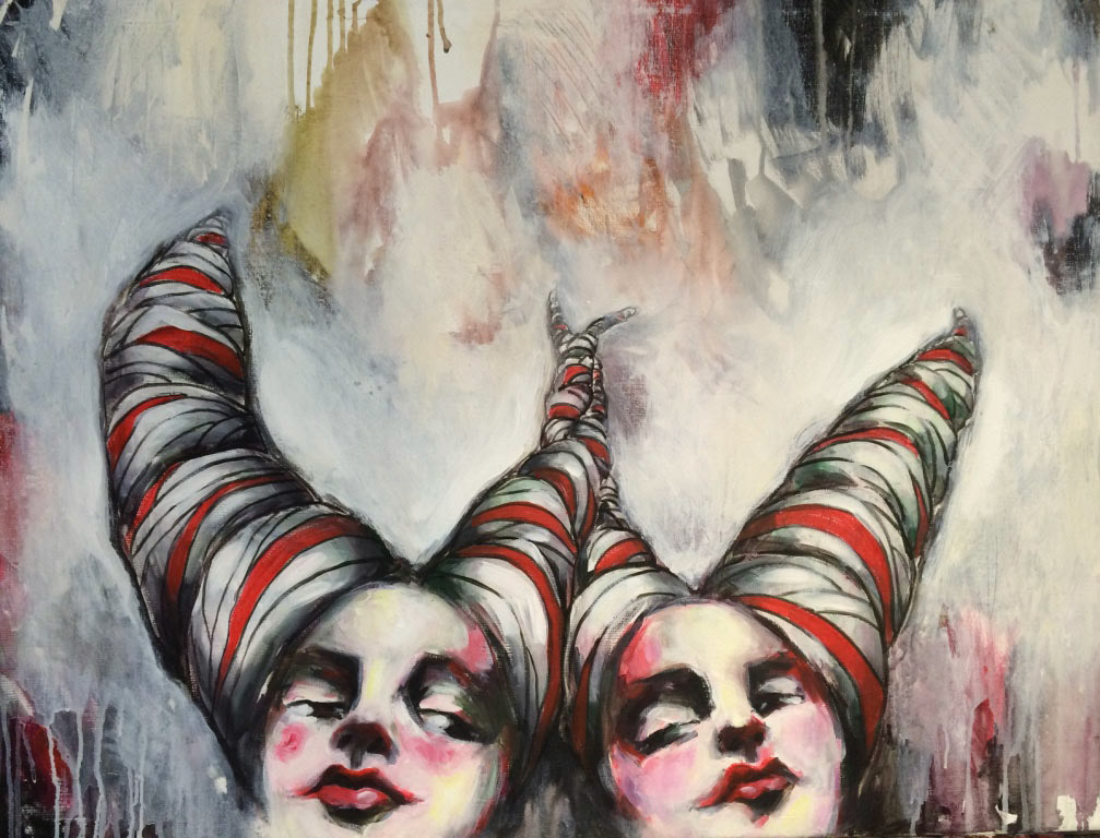 ”Tvillingsjälar”,  akryl på duk, 70x90 cm