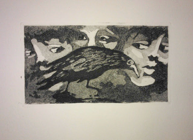 "Korp", etsning akvatint  (6,5 x 12 cm)