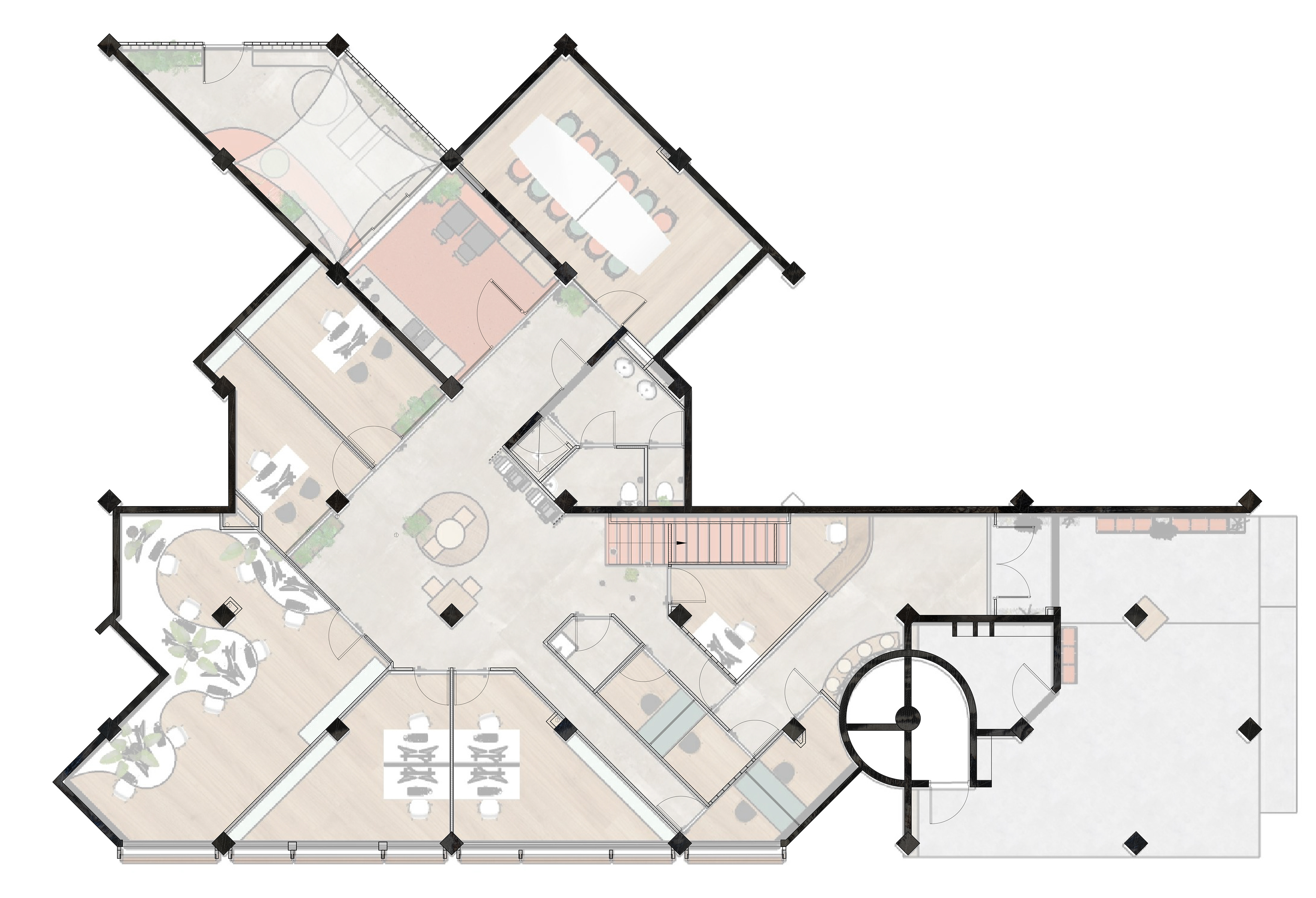 Plan architecture interieure tropicale réunion 974 semader bureaux Rico Carpaye Le Port