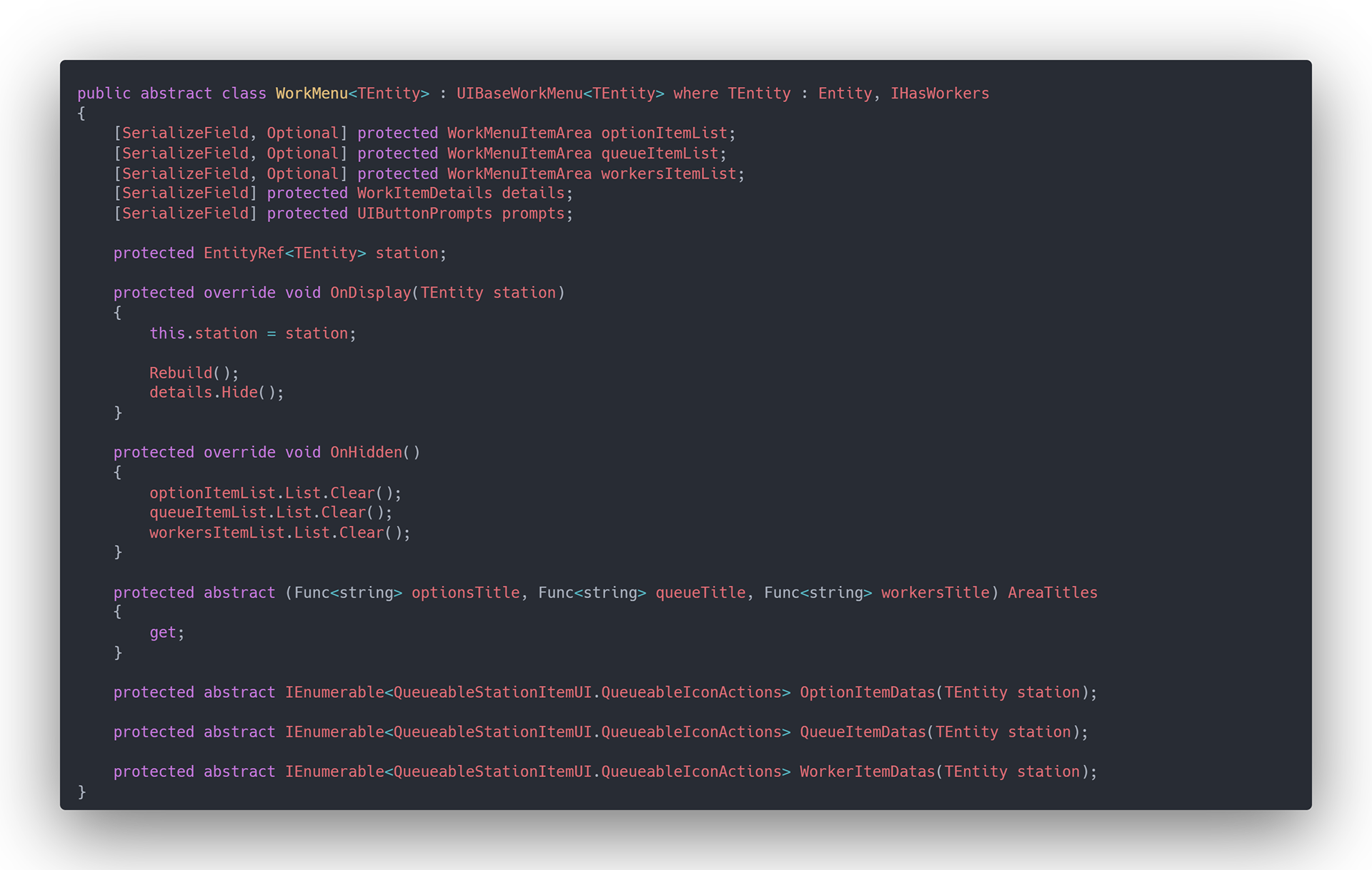 Modular Work Menu Base