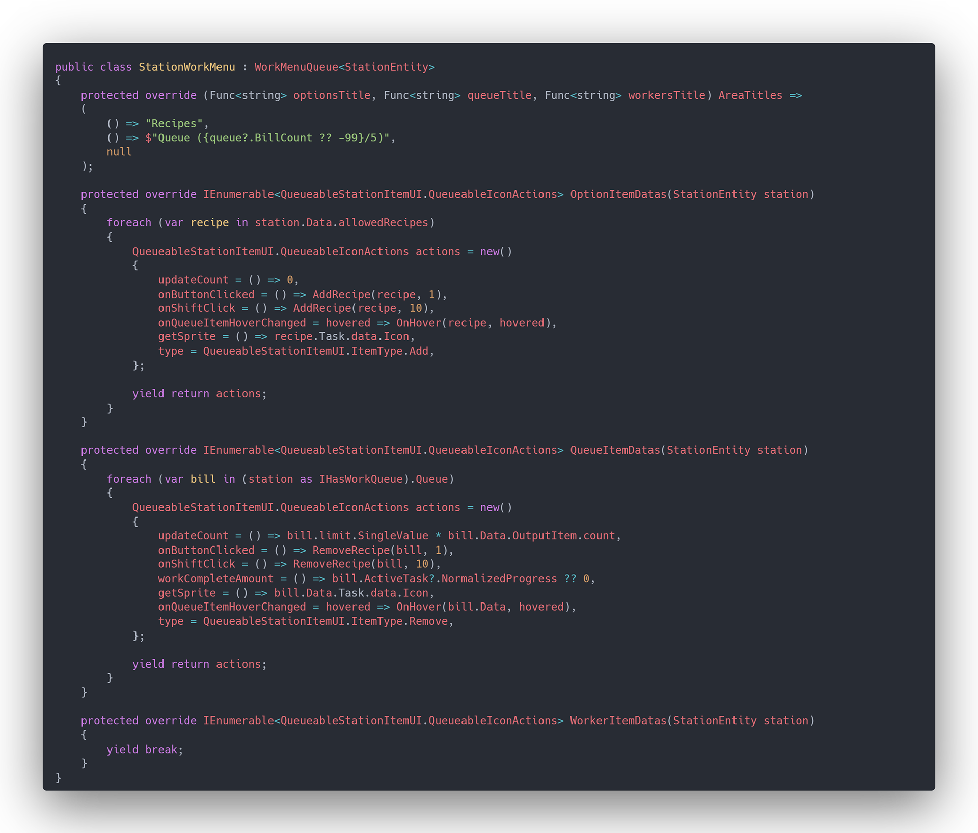 Modular Work Menu Implemented for Station