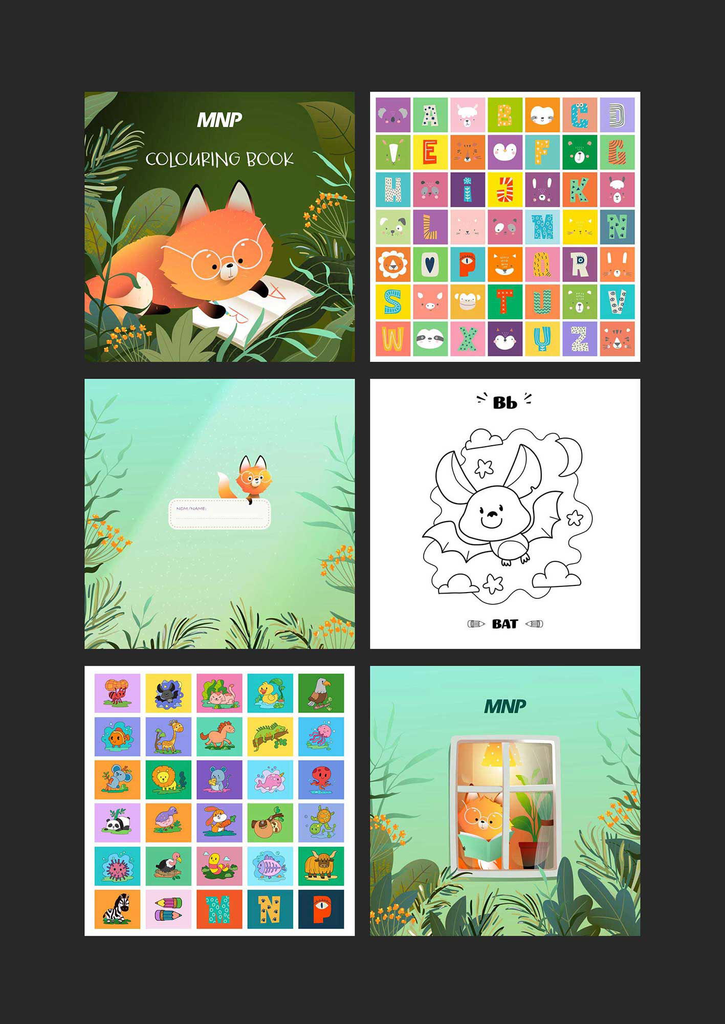 Selections from 32 page colouring book