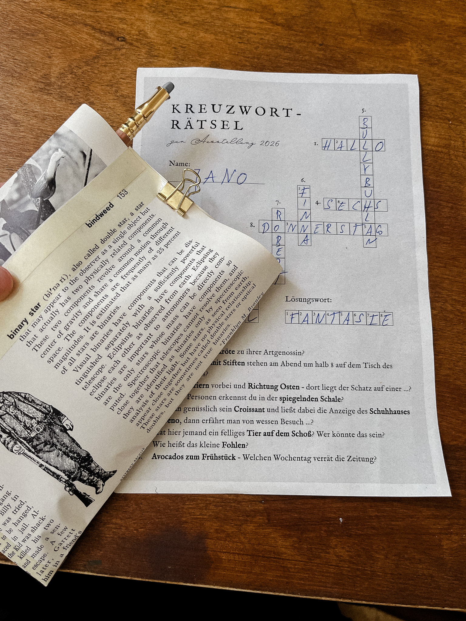 Kreuzworträtsel zur Ausstellung
